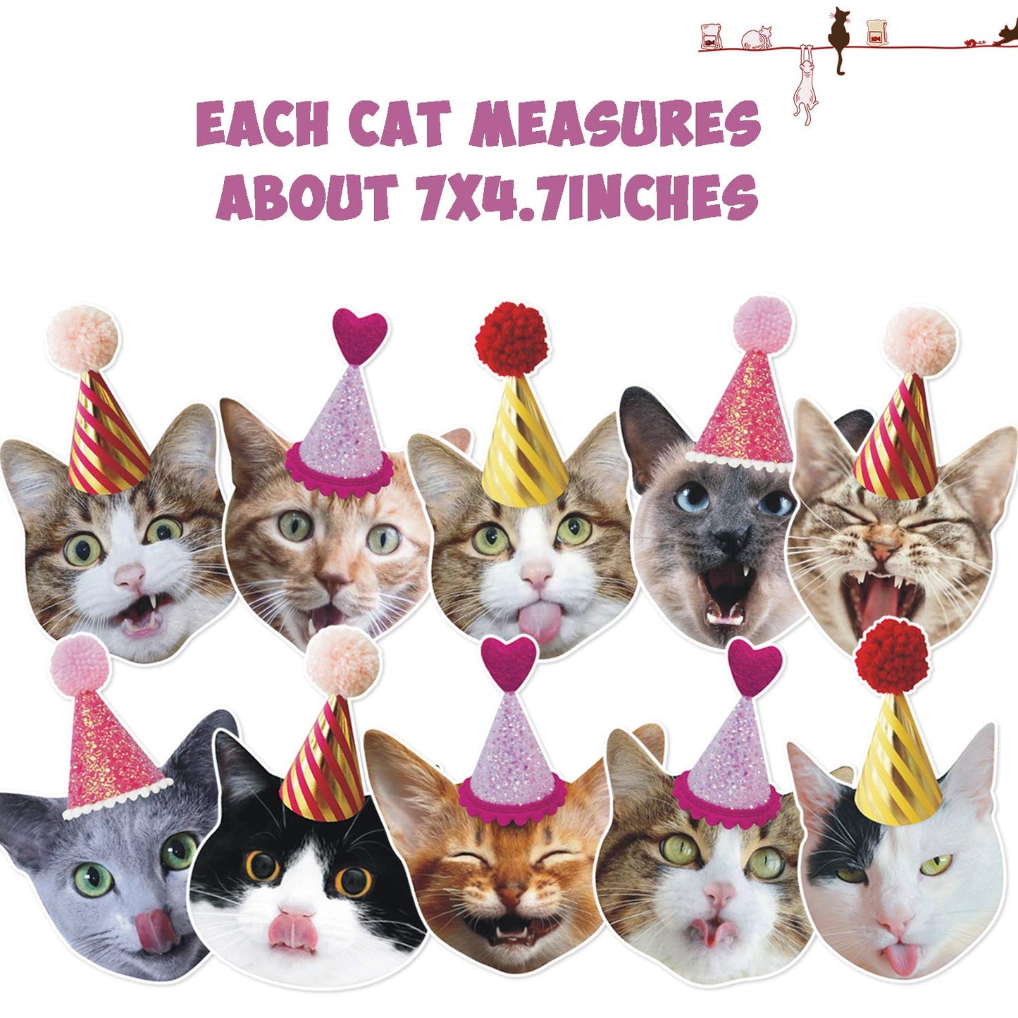 Bessmoso Cat Party Decorations Cat Birthday Banner Meow Letter Balloons Cat Happy Birthday Banner Garland Sign for Photo Props Cat Birthday