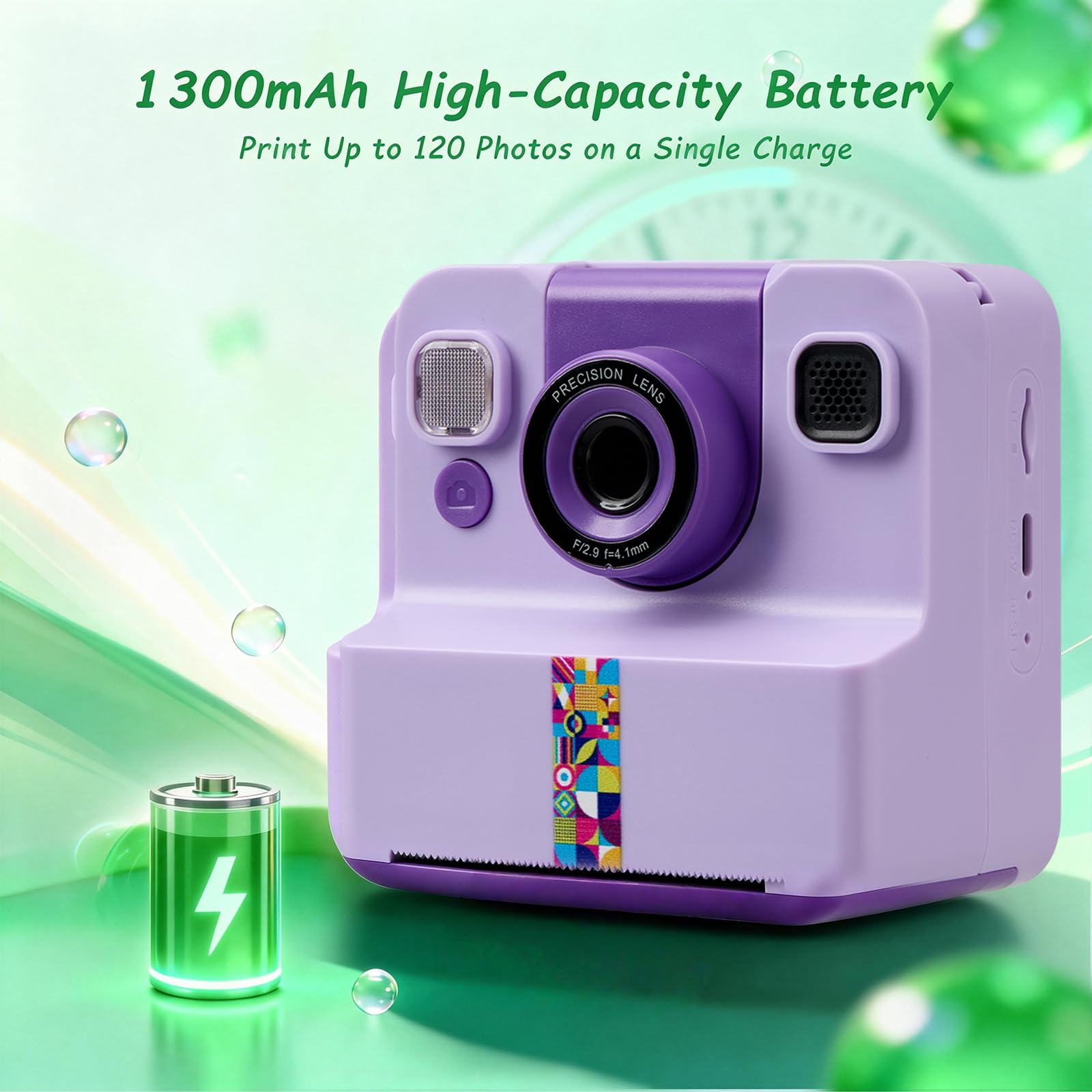 Cute Instant Print Camera for Kids - Perfect Birthday or Christmas Gift for Girls and Boys Age 3-12, Fun HD Digital Video Camera Toy with 32GB SD