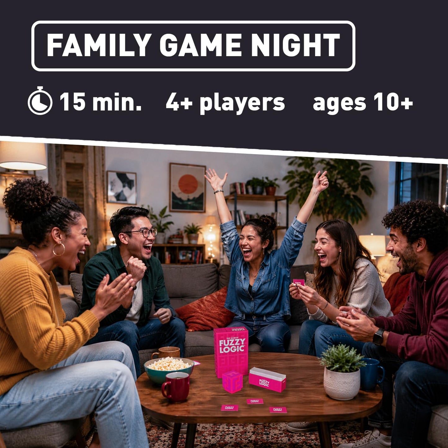 Fuzzy Logic Word Guessing Party Game - Funny Team-Based Card Game for Kids, Teens & Adults, Creative Clue & Strategy Game for Family Game Night, 4+