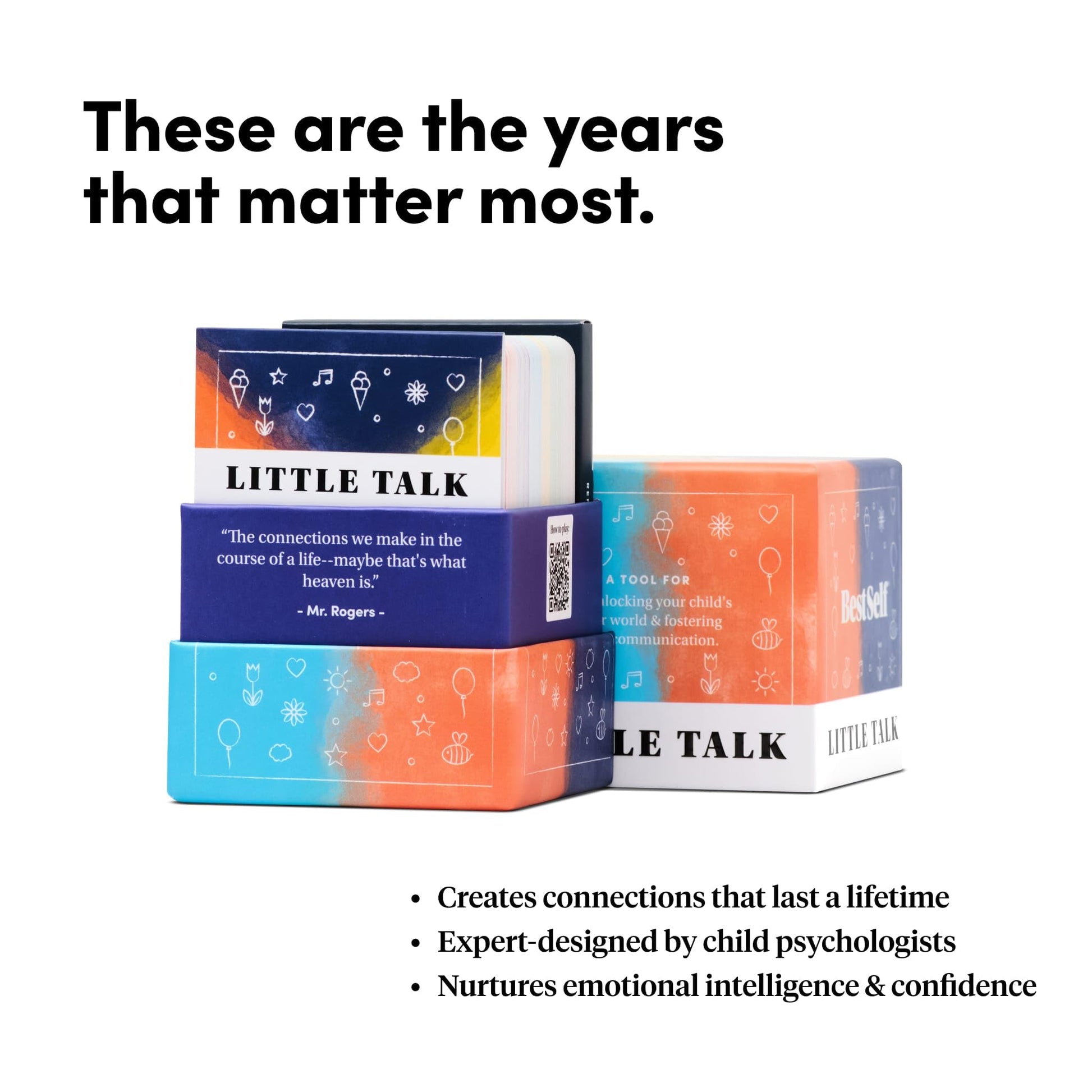 Little Talk Conversation Cards for Kids - 170 Prompts for Social Skills, Family Games, Travel & Therapy - BestSelf Deck for Ages 4-12, ADHD Tools