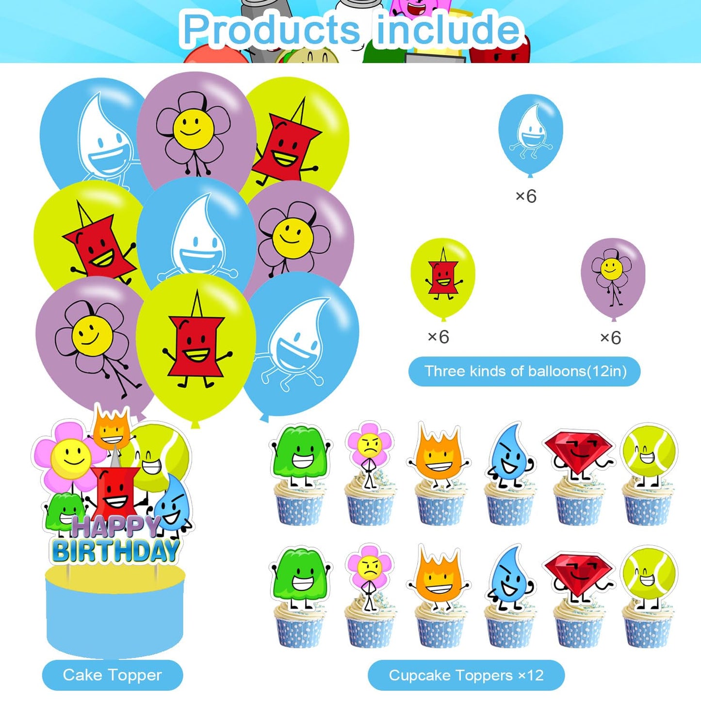 karg Battle-Dream Island Birthday Party Decoration Princess Includes Cake Toppers, Cupcake Toppers, Balloons, Banner Party Supplies Decoration
