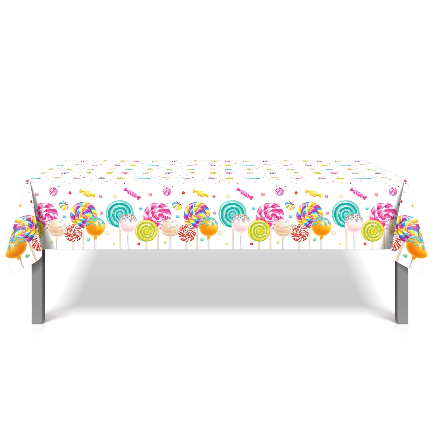 2Pcs Candyland Plastic Tablecloth Sweet Candy Candy Lollipop Tablecloth for Candyland Themed Birthday Party Baby Shower Decoration,54x87In (ZB231)