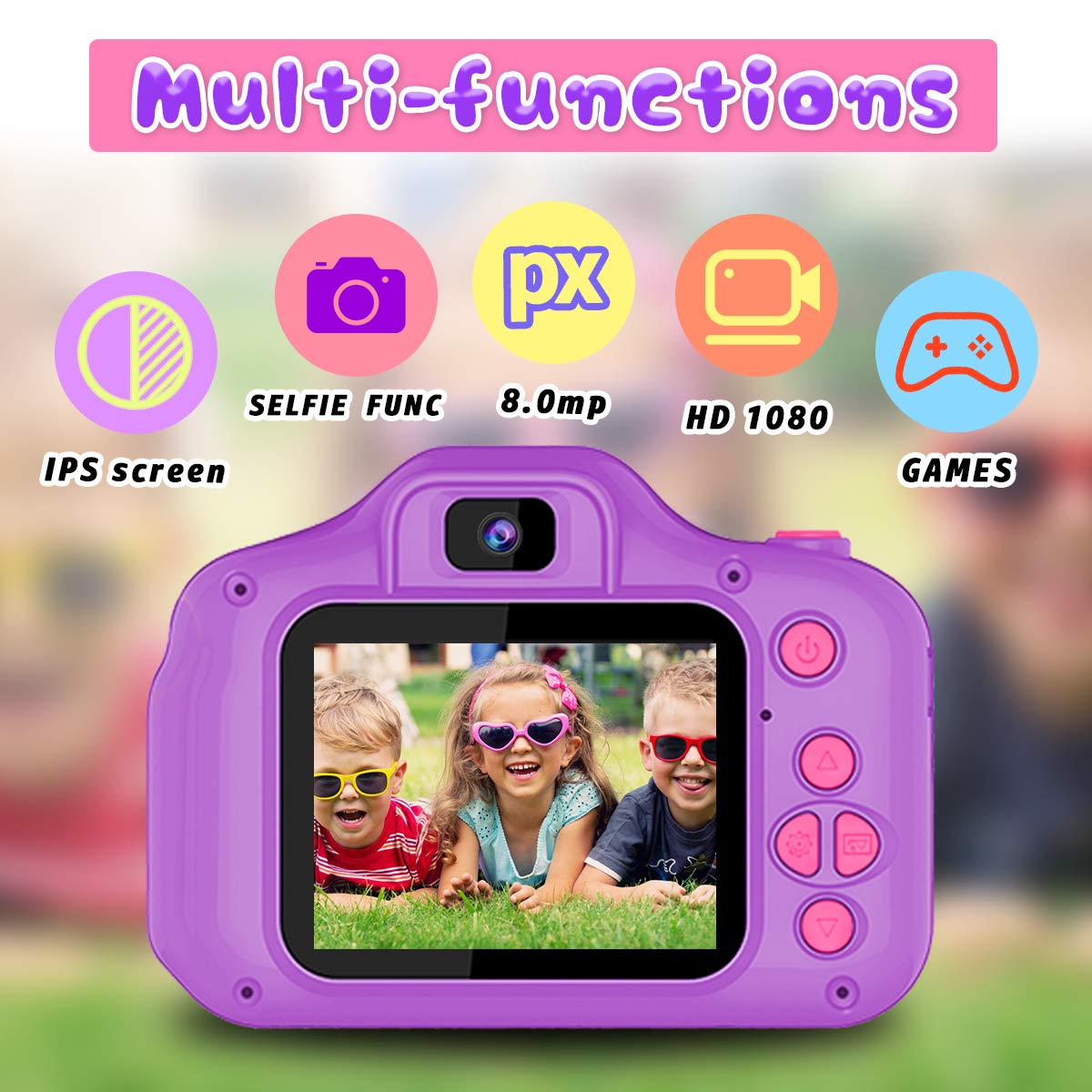 Seckton Upgrade Kids Selfie Camera, Christmas Birthday Gifts for Girls Age 3-9, HD Digital Video Cameras for Toddler, Portable Toy for 3 4 5 6 7 8