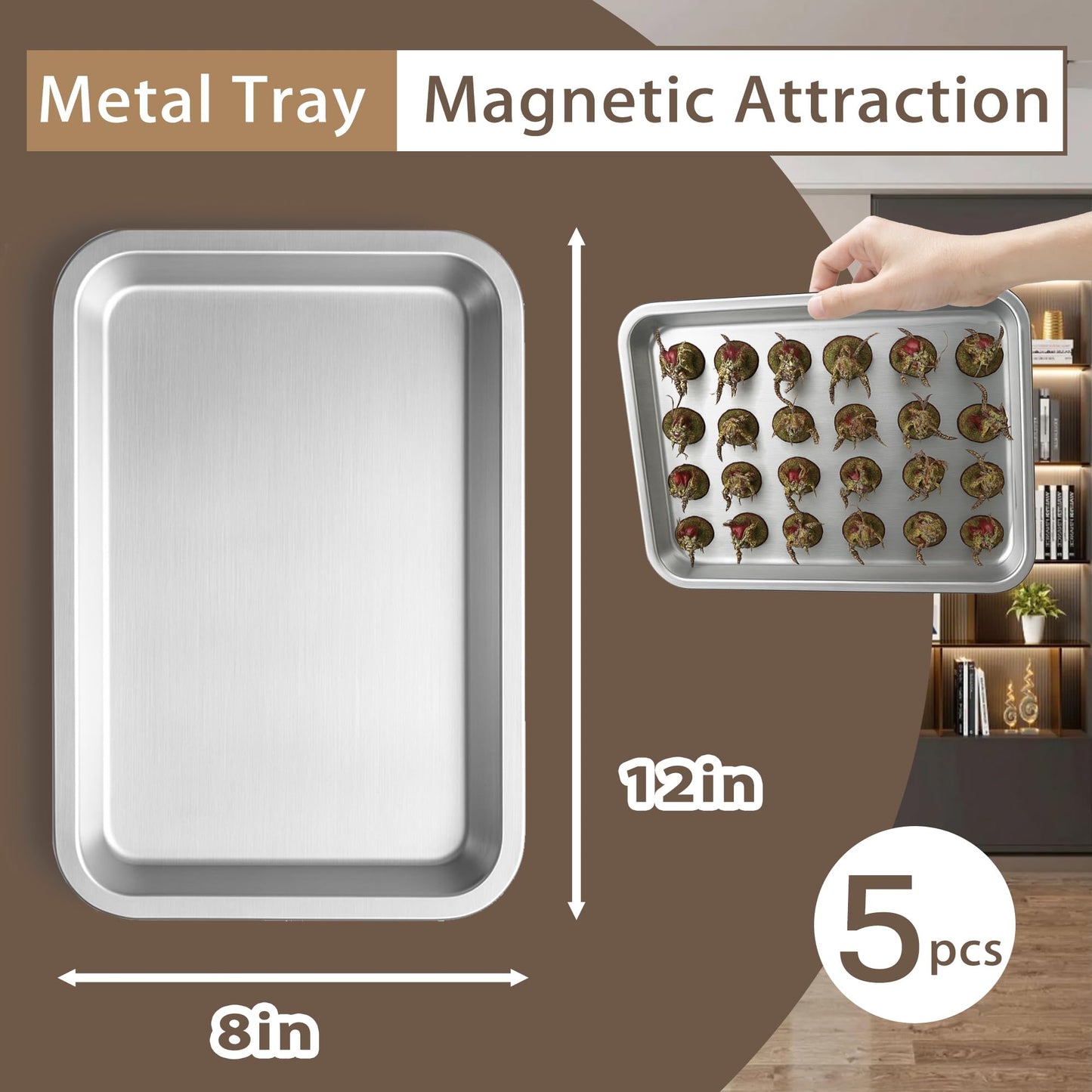 Miniature Storage Case for Collectibles Miniatures, Wooden Miniature Display Cases with 5 Trays, Transparent Front and Back for Better Display