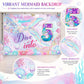 Mermaid birthday decorations Mermaid 5th Happy Birthday Backdrop Banner for Girls Party Under The Sea Birthday Party Decorations 5th birthday mermaid