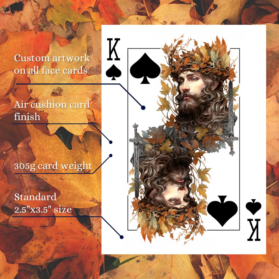 Noble Artisan Designs Autumn Maiden Playing Cards, Fantasy Poker Size Deck, Fall Themed Deck, Unique Collector Cards