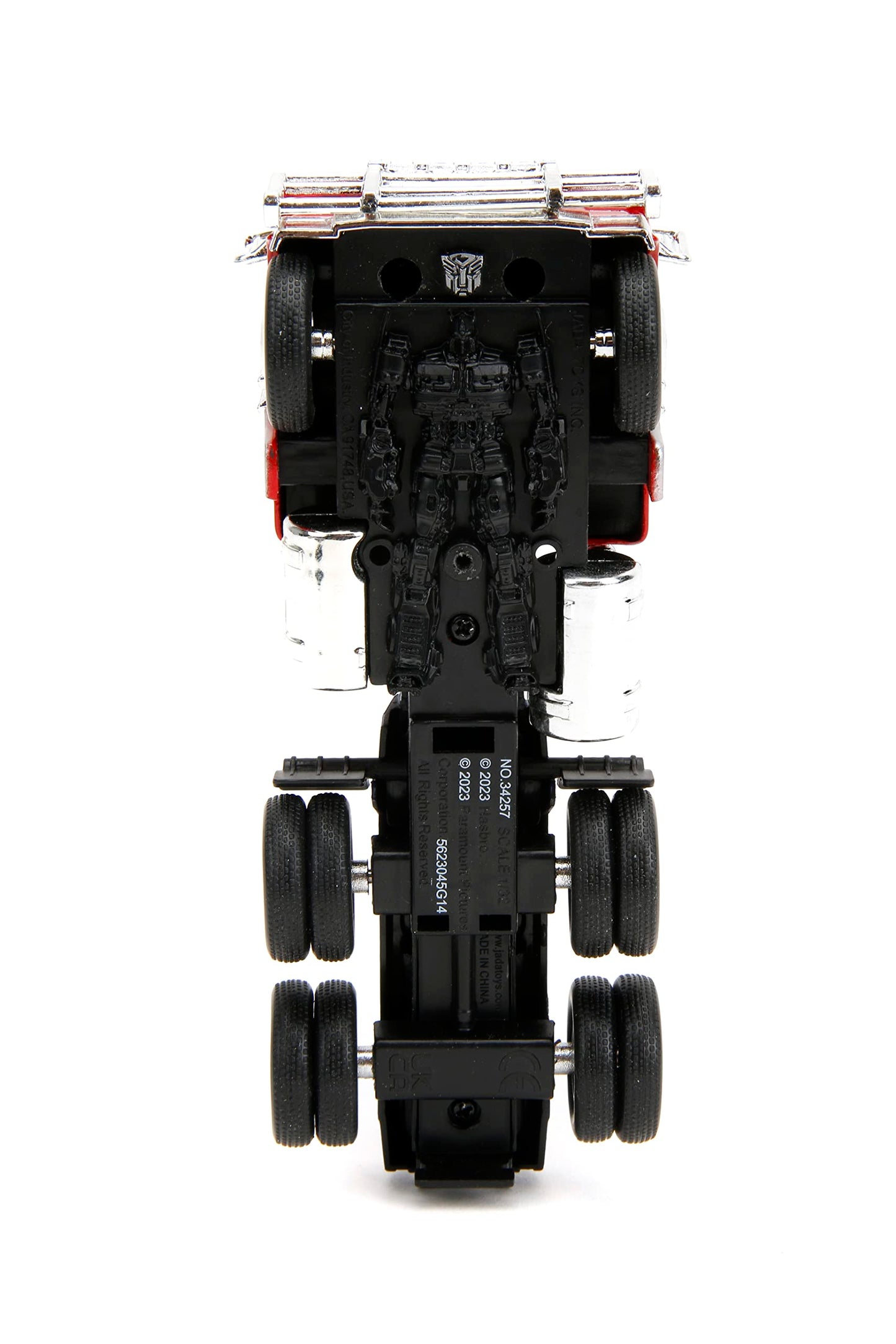 Jada Transformers Rise of The Beast 1:32 Optimus Prime w/Robot On Chassis Die-Cast Car, Toys for Kids and Adults