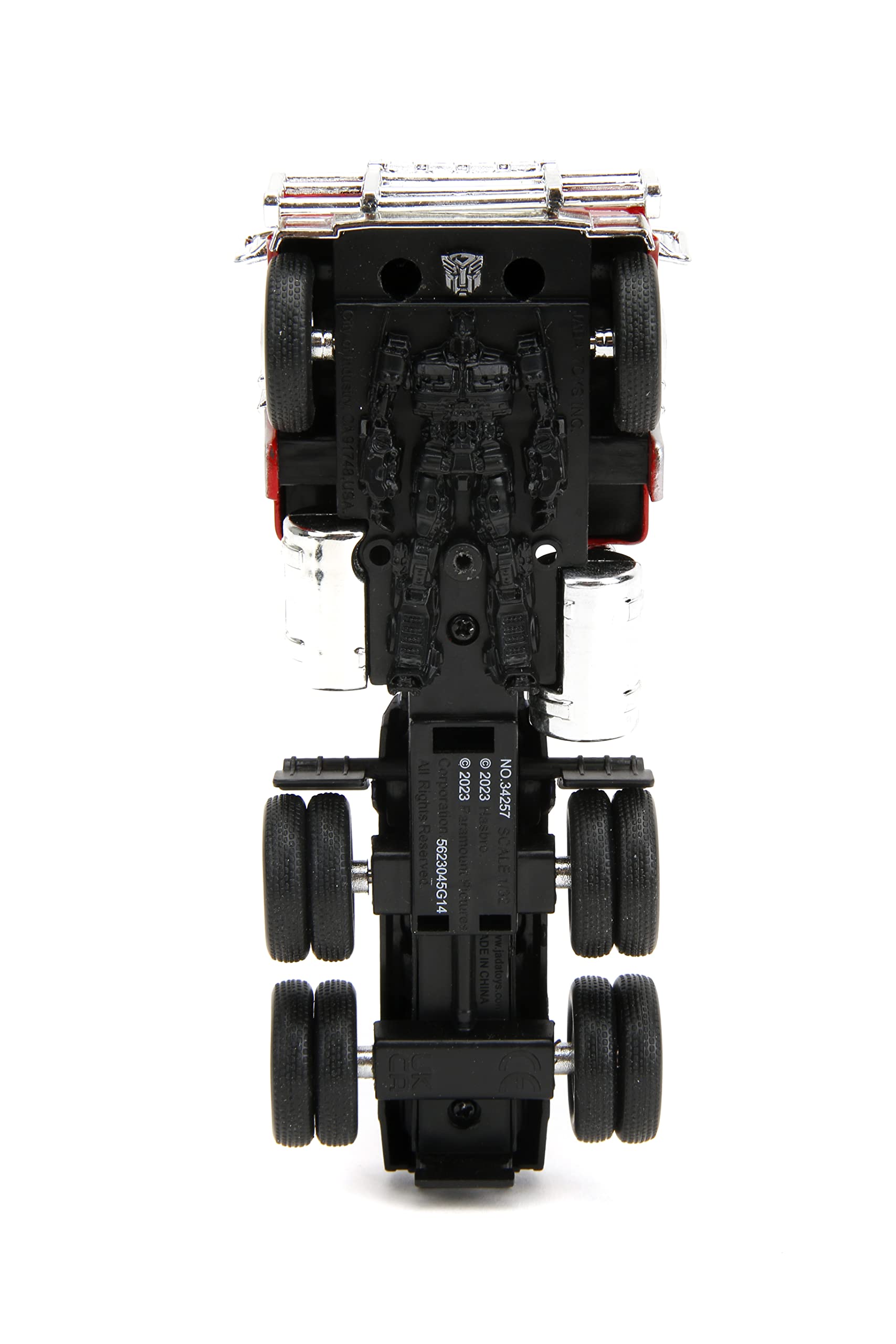 Jada Transformers Rise of The Beast 1:32 Optimus Prime w/Robot On Chassis Die-Cast Car, Toys for Kids and Adults