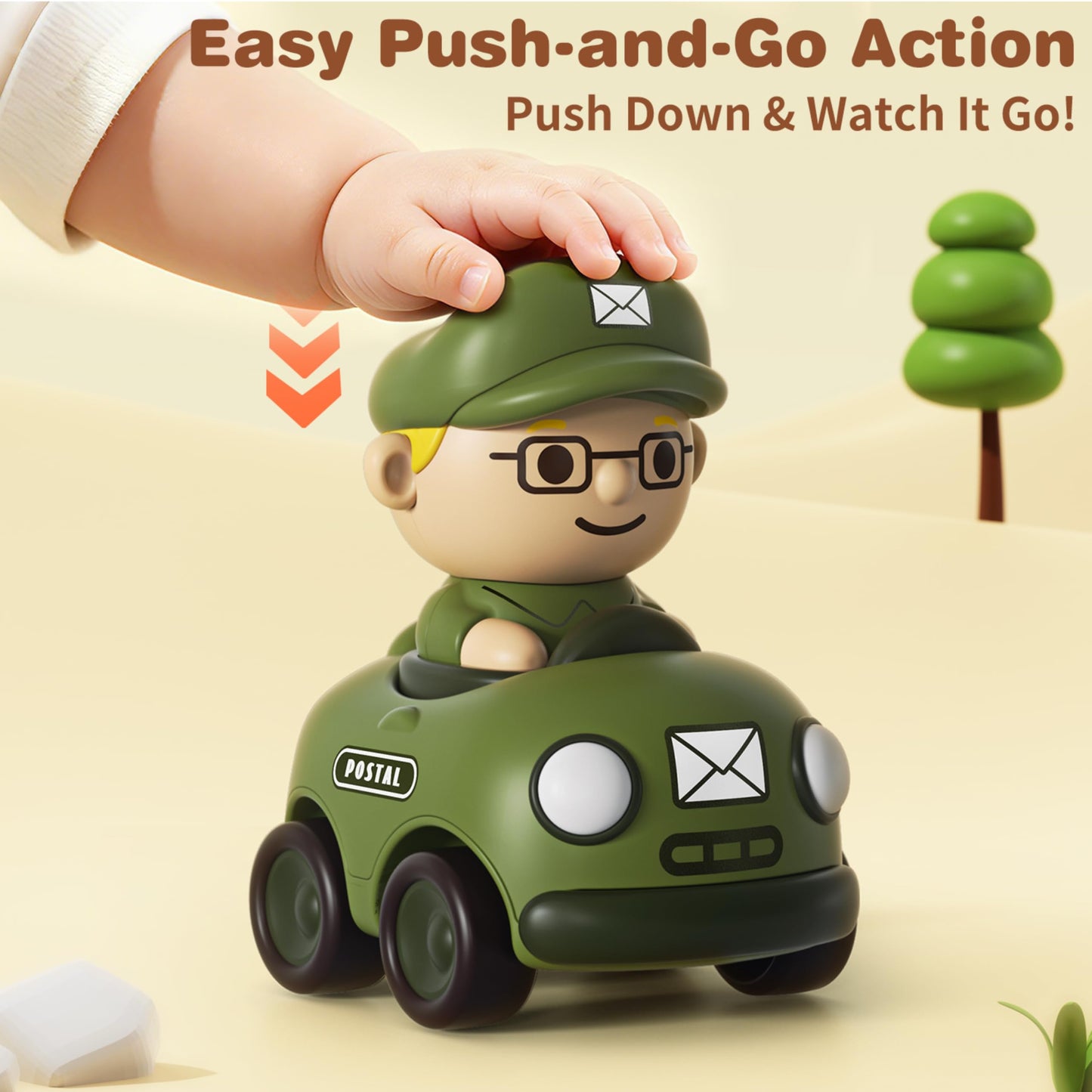 Aila+Aiden Press to Go Car Toys for Toddlers 1-3, Baby Racing Cars, Infant Play Vehicle Set, Baby Push Go Friction Car Toys for 6-9-12-18 Months, 1st