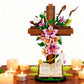 SHAIMIOU The Cross Flower Building Block Set,Faithful Blossoms DIY Plastic Bricks Religious Easter Resurrection Home Decor for Believer Adult
