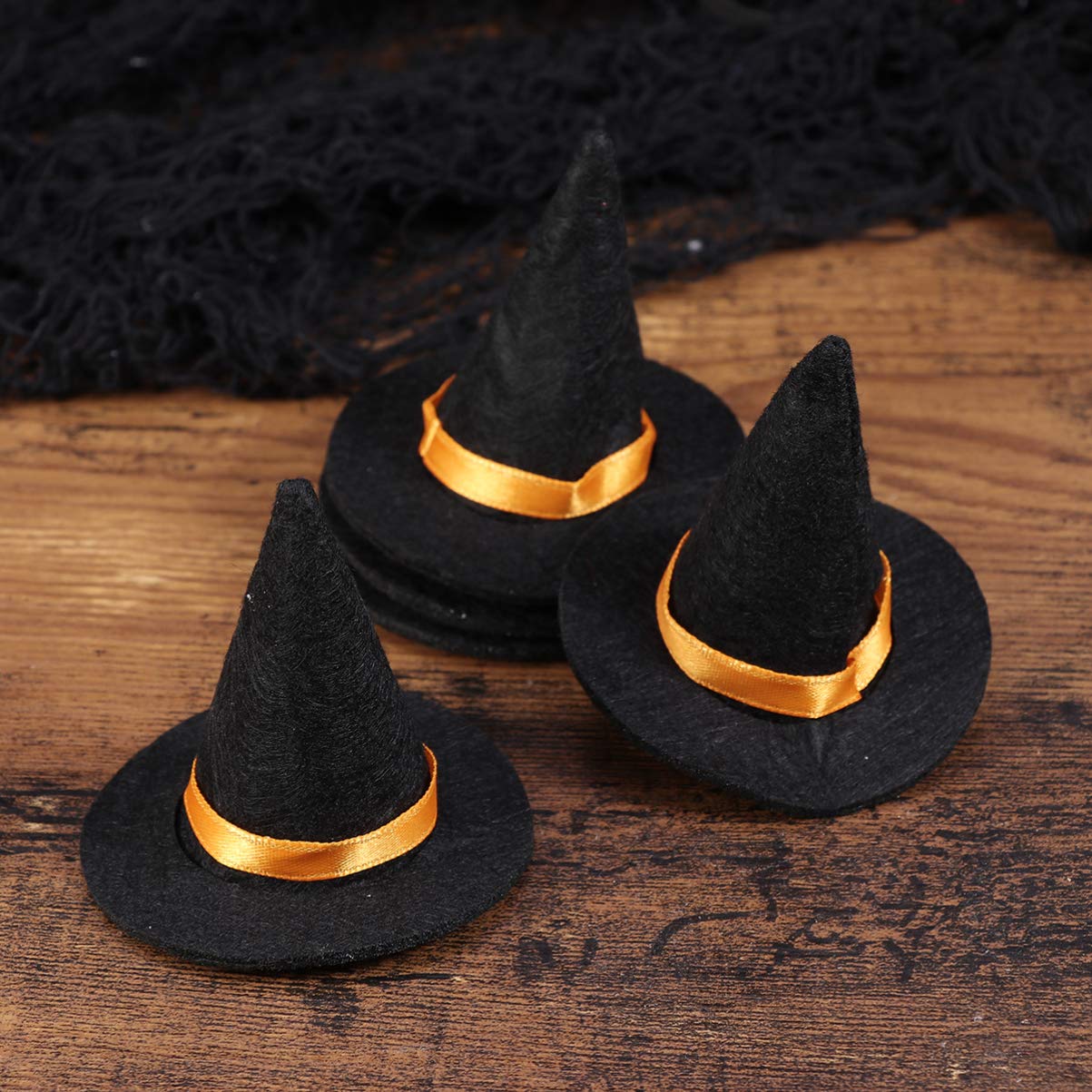 6pcs Mini Felt Witch Hats Handmade Wine Bottle Decor for Halloween Party Favors DIY Hair Accessories Crafts