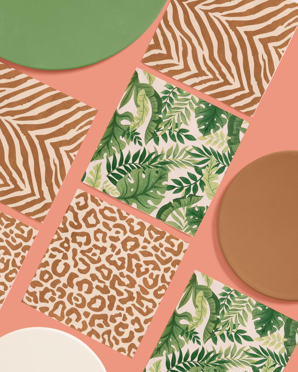 xo, Fetti Animal Print Safari Napkins - 3-ply, 24 pcs | Jungle Cocktail Napkins, Zoo Dinner Party Setting, Kids Wild Birthday Decoration, Rainforest