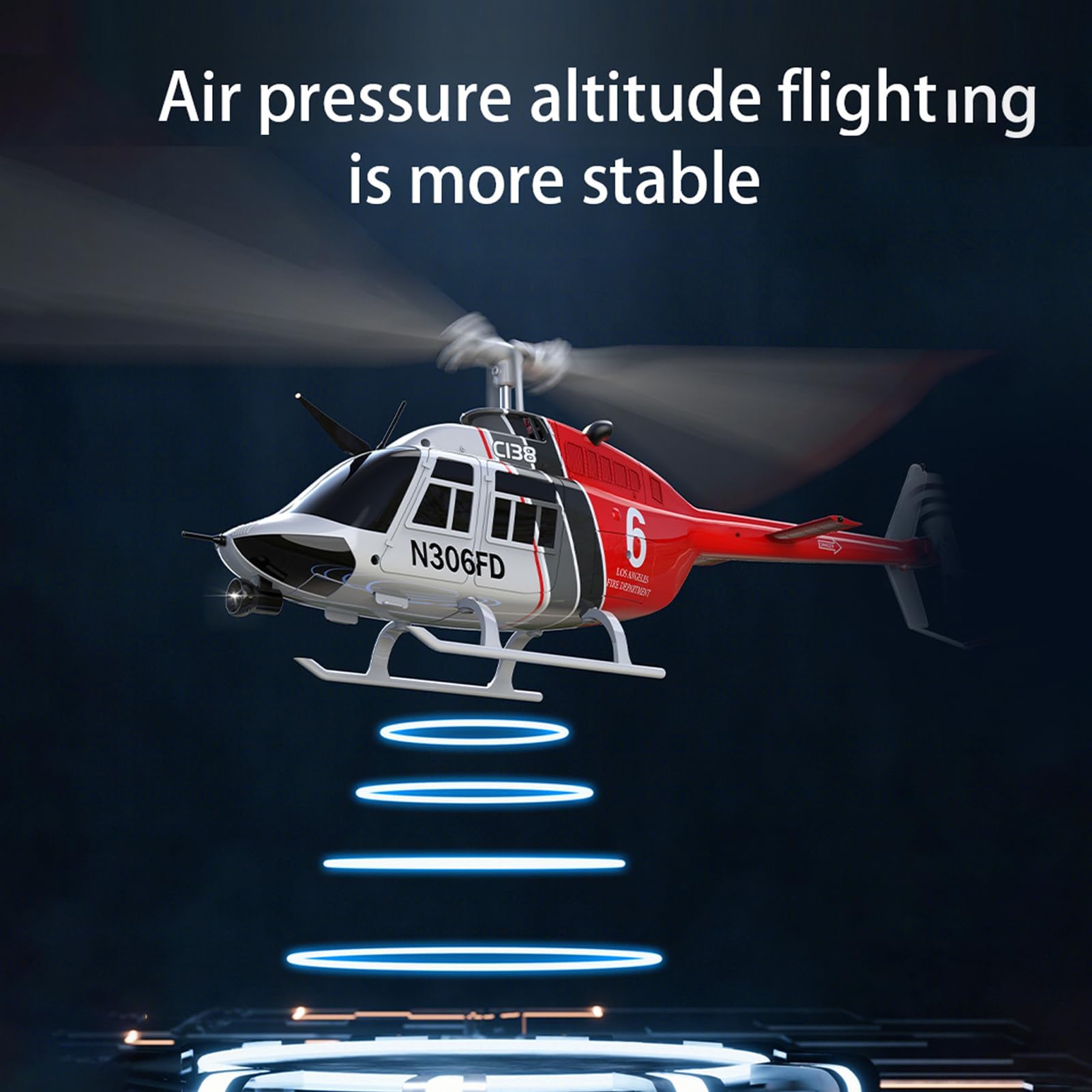 DrivesX C138 Rc Helicopter for Adults, RC ERA C138 1/30 Scale Bell 206 2.4G 6CH No Aileron Helicopter with Altitude Hold and Optical Flow Positioning