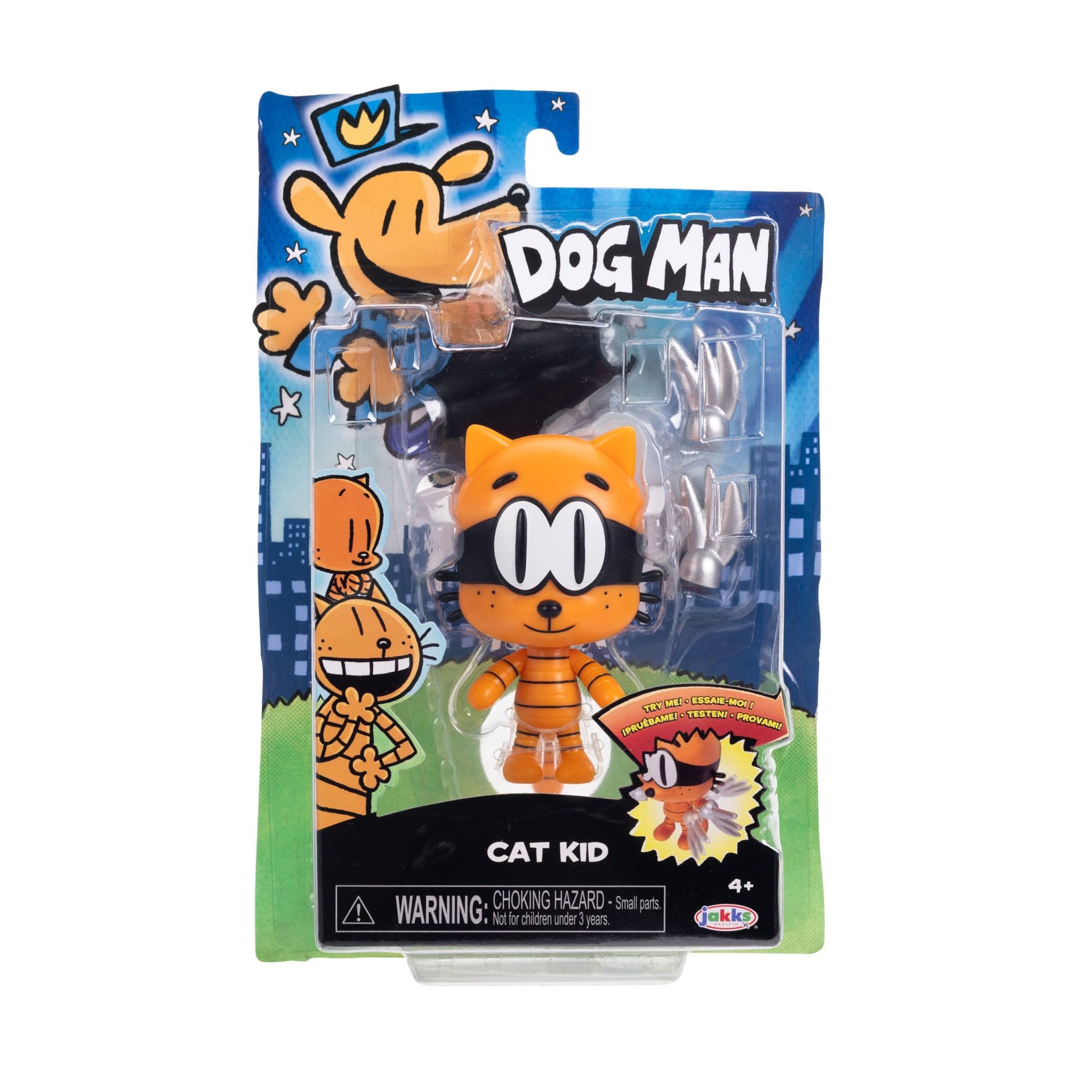 Dog Man 5" Scale Cat Kid Action Figure with Claw Accessory, 6 Points of Articulation