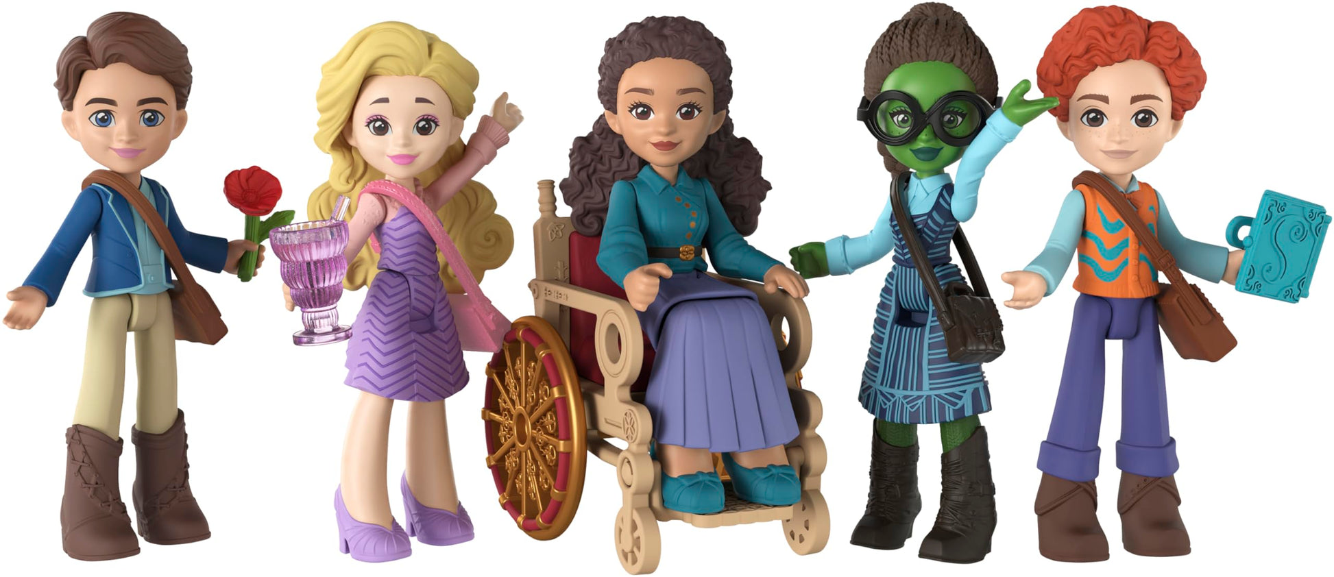 Mattel Universal Pictures’ Wicked Students of Shiz Multipack, 5 Small Dolls with Signature Looks and 9 Storytelling Accessories, Inspired by the Movie