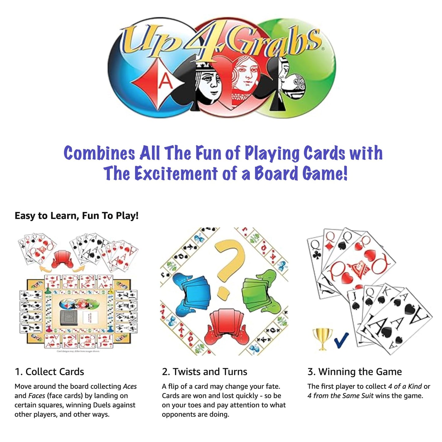 Up 4 Grabs - The Wild Card-Playing Board Game Packed with Twists and Turns - Classic Family & Adult Game Night Fun