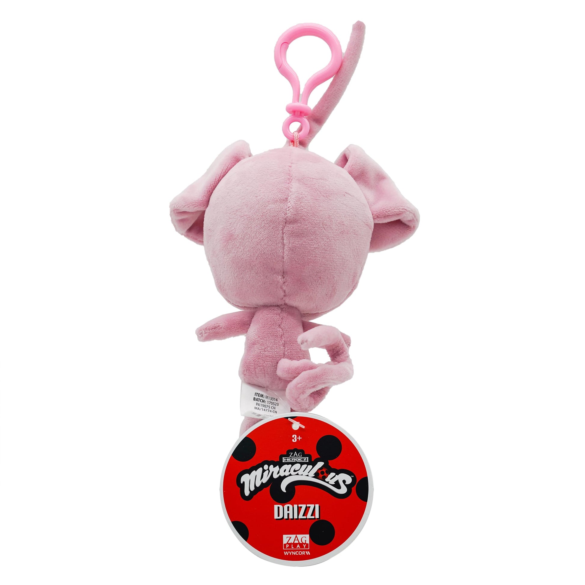 Miraculous Ladybug Kwami 5-inch Lifesize Backpack Keychains - Daizzi The Pig Clip-On Toys - Portable Ladybug and Cat Noir Accessories, Keychain Plush