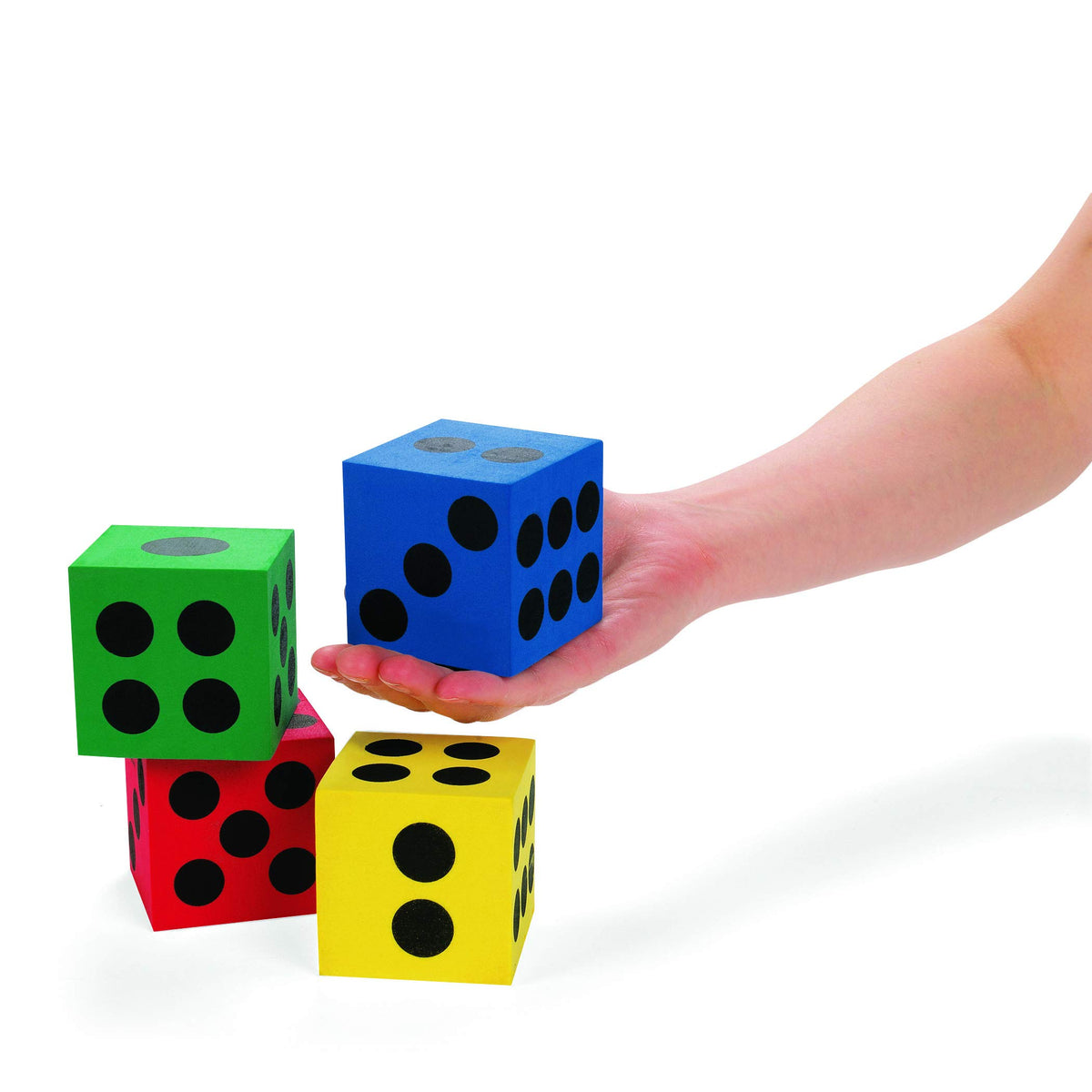 Foam Jumbo Playing Dice, Assorted Primary Colors, 12 Count