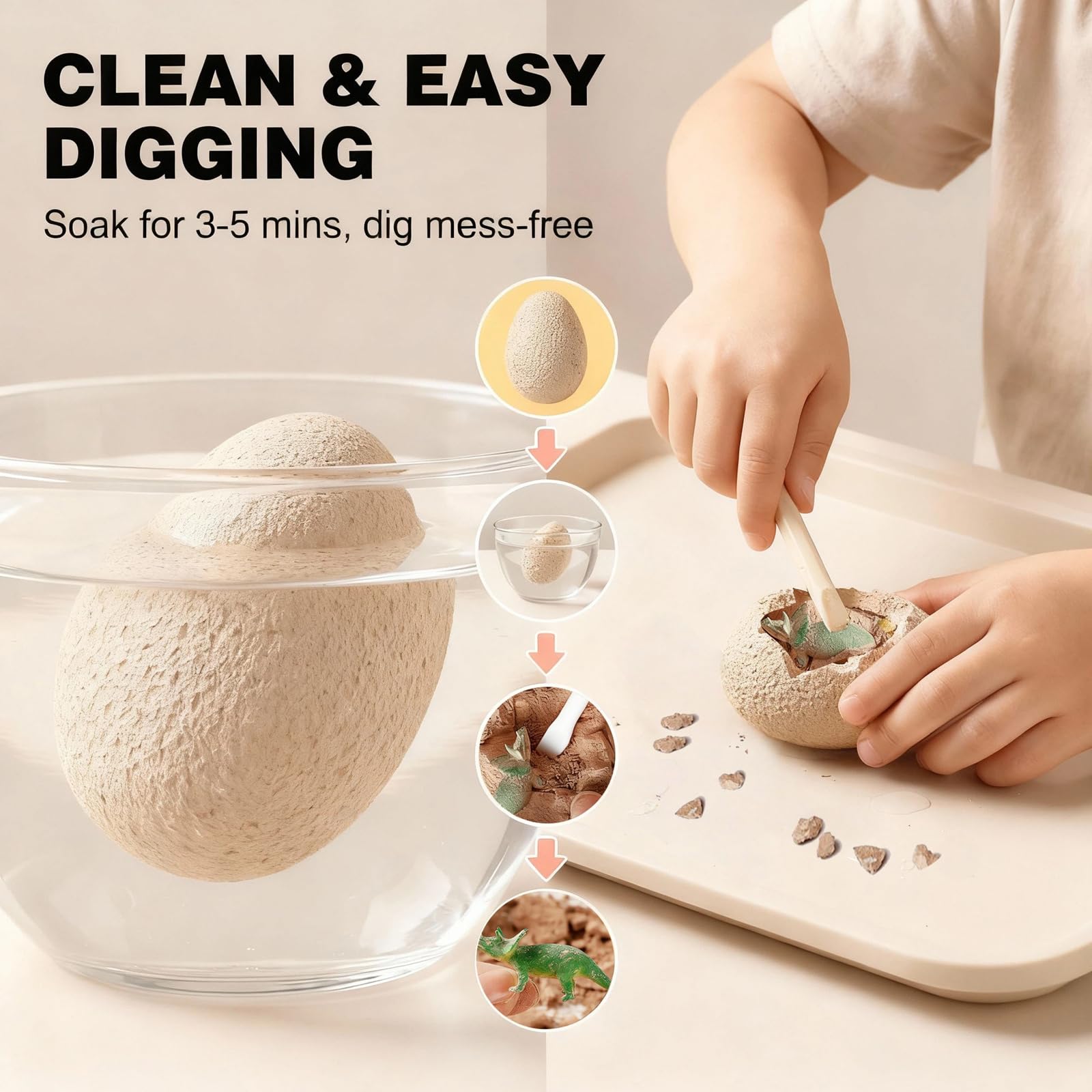 Dino Eggs Dig Kit, 12 Pack Dinosaur Eggs Excavation Science Experiments Kits for Kids 4-12, Dinosaur Toys for 3 4 5 6 7 8 9 10 Year Old Boys Girls