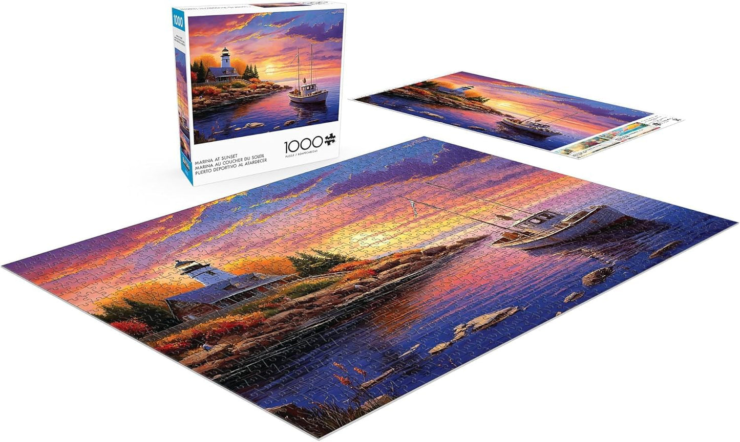 Buffalo Games - Imagine It - Marina at Sunset - 1000 Piece Jigsaw Puzzle for Adults -Challenging Puzzle Perfect for Game Nights - Finished Size is