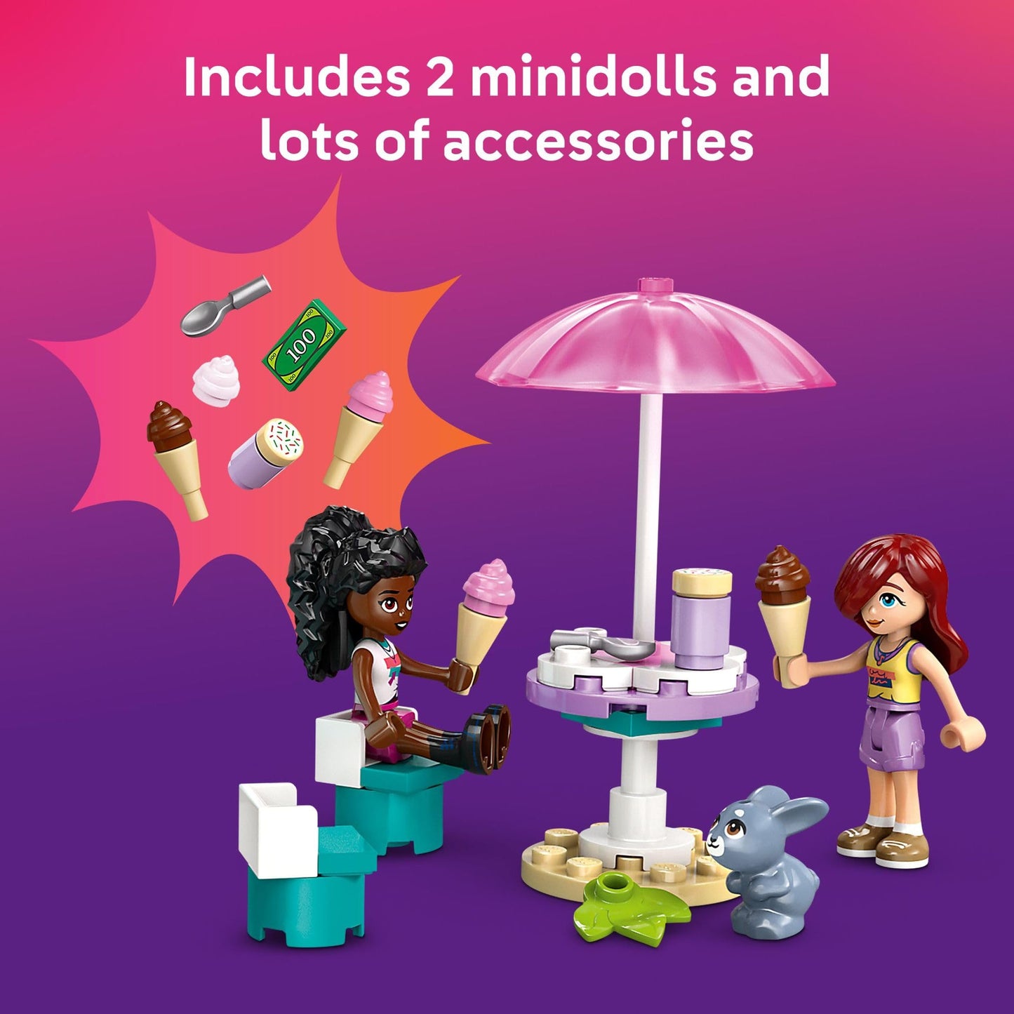 LEGO Friends Heartlake City Ice Cream Truck Toy - Building Toy Pretend Play Set for Kids, Girls and Boys, Ages 4+ - Preschool Building Blocks with 2