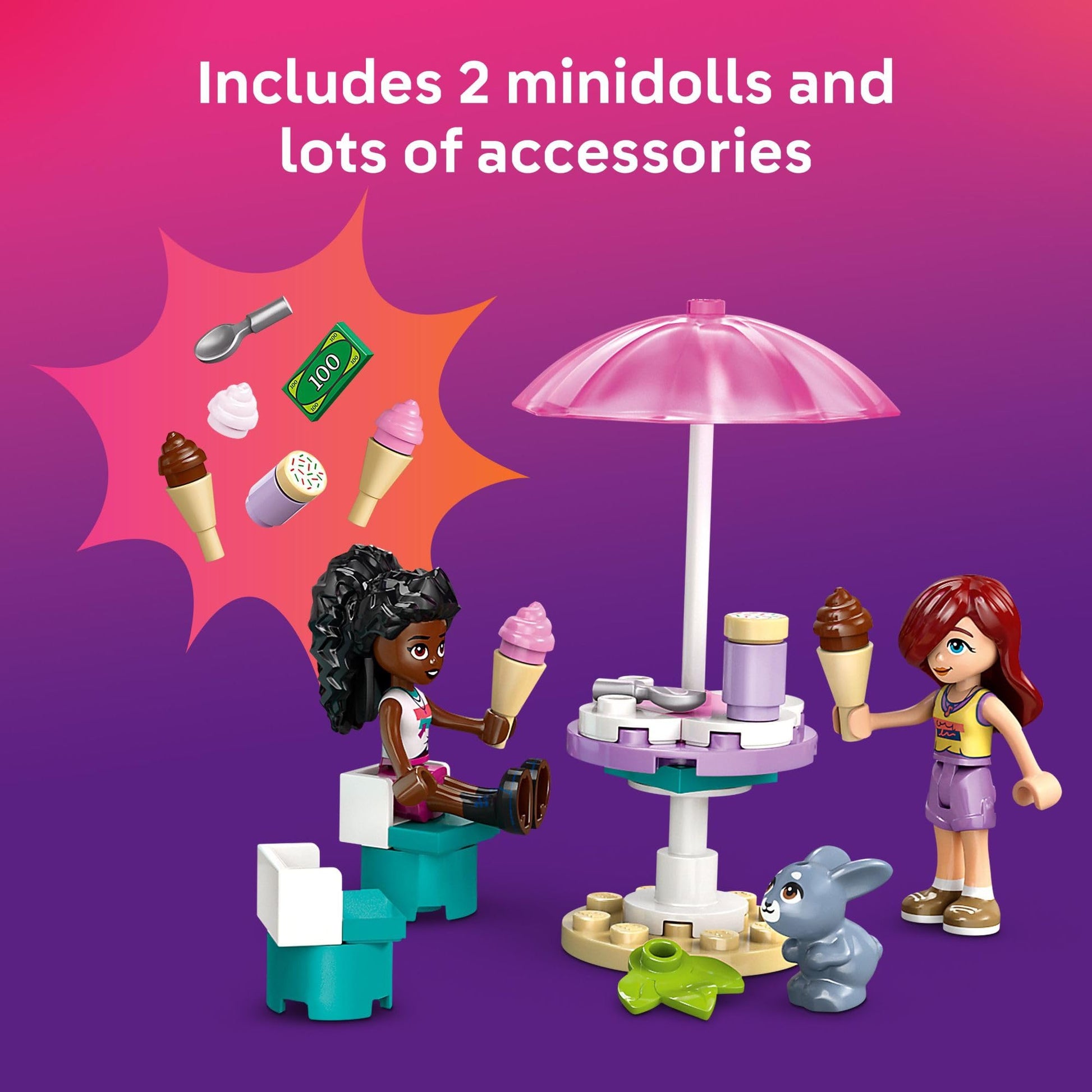 LEGO Friends Heartlake City Ice Cream Truck Toy - Building Toy Pretend Play Set for Kids, Girls and Boys, Ages 4+ - Preschool Building Blocks with 2