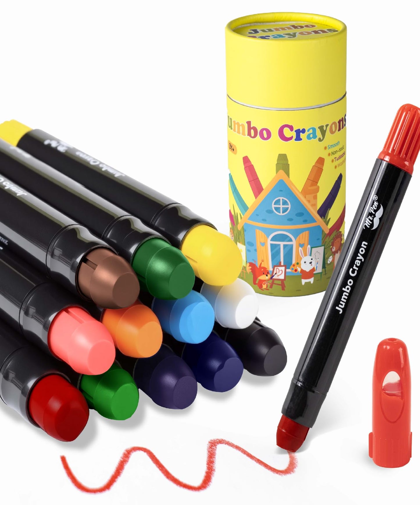 Mr. Pen- Jumbo Twistable Crayons, 12 Pack, Multicolor