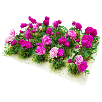 20Pcs Miniature Flower Cluster Grass Flower Tufts for Mini Dollhouse Fairy Garden Railway Simulated Static Scenery Micro Landscape Model (Rose)
