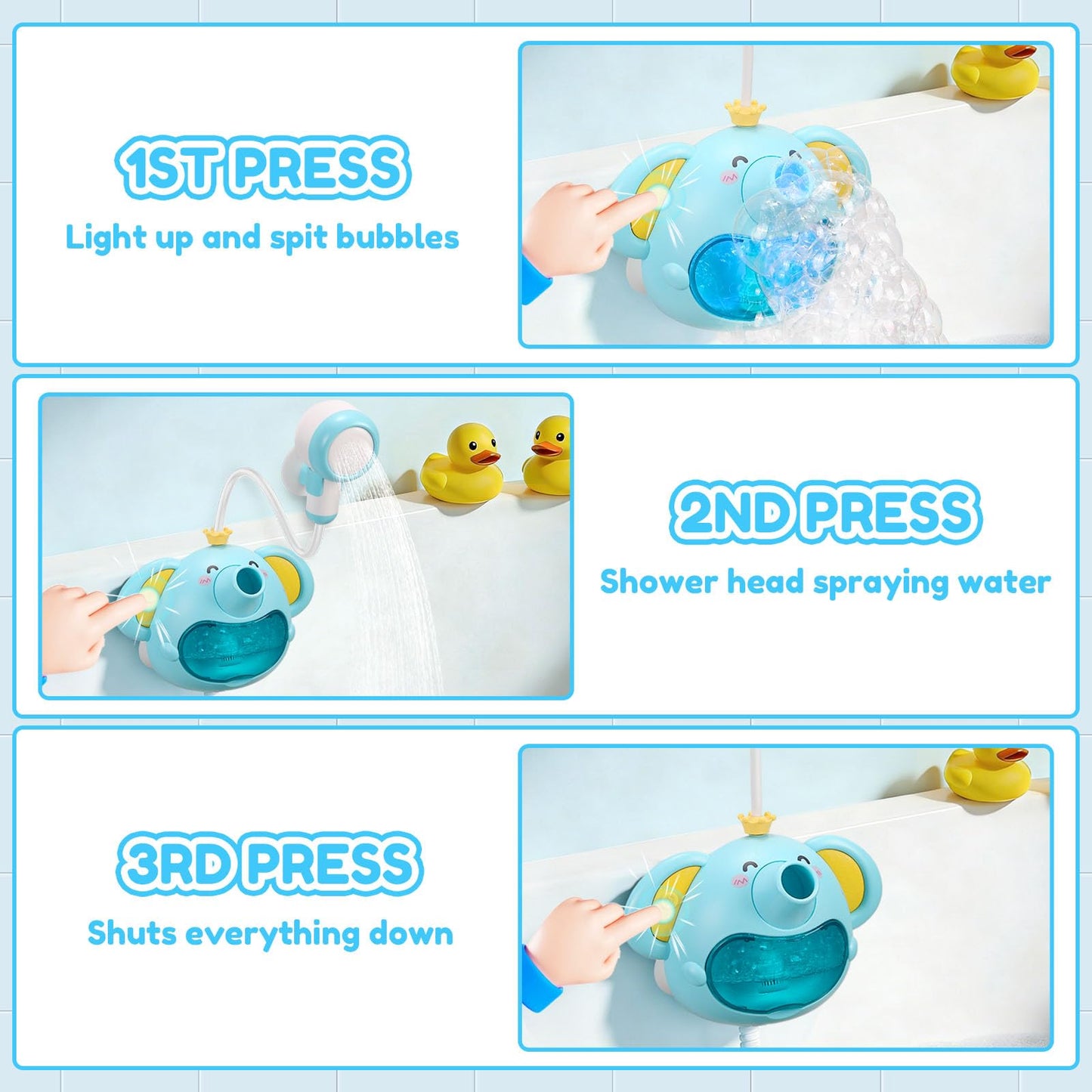 Bath Toys Light Up Elephant Baby Bubble Bath Toys 2 in 1Bath Bubble Machine with Baby Bath Shower Head for Kids Ages 1-3 4-8 Bath Bubble Maker