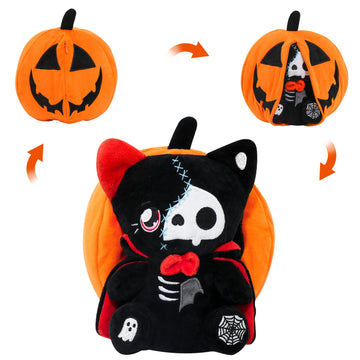 yohica Halloween Pumpkin Plush Toy, Reversible Vampire Bear Stuffed Animals,Pumpkin Plushies for Kids and Party Decoration