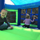 Island Hopper Shady Play Game Room with Shaded Canopy - Recreational Bounce House with Padded Floor Side Room, Basketball, Target Throw, tic-tac-Toe