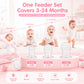 JOCHEBED Baby Fruit Food Feeder Pacifier, Silicone Teething Relief Toy, 2-Pack with 6 BPA-Free Pouches, Light Pink, 3-24 Months