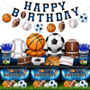 Sports Birthday Party Decorations-142Pcs Sports Theme Plates and Napkins Kit Basketball Football Baseball Soccer Tableware Serves 20 Guests
