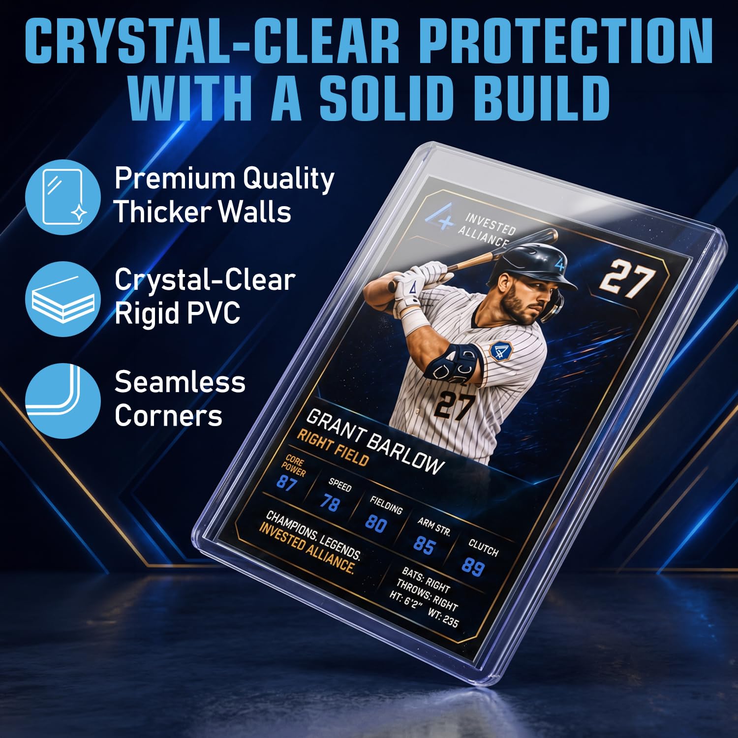 Premium Seamless 20PT - 360PT Thick Top Loaders for Cards | Top Loader Card Holder, Baseball Card Sleeves Hard Plastic, Hard Trading Cards Sleeves