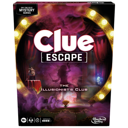 Clue Escape: The Illusionist’s Club Board Game | Escape Room Family Game | 1-Time Solve Mystery | Ages 10+ | 1-6 Players | Difficulty 4 | 90-120 Mins