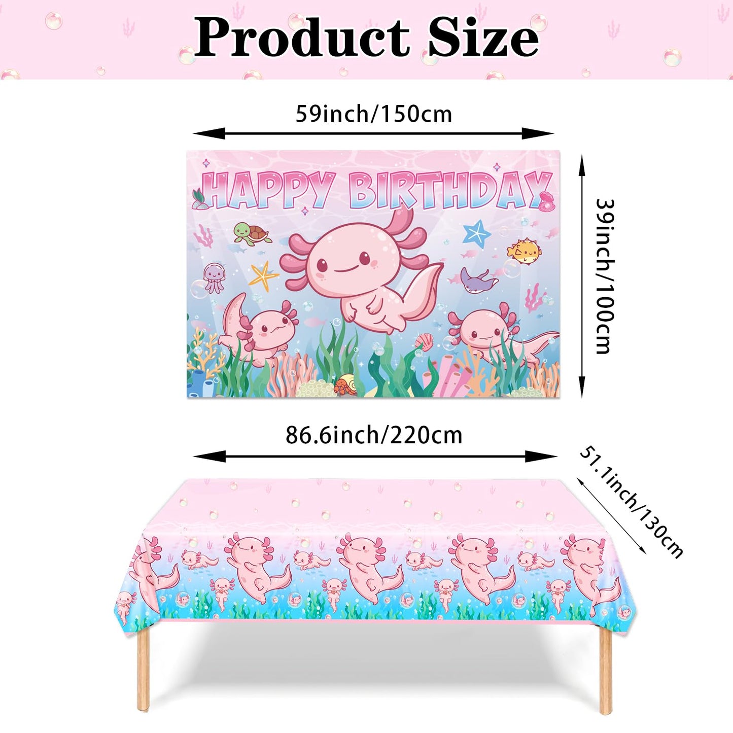 Axolotl Birthday Decorations?Axolotl Party Decorations?Axolotl Party Supplies Include Balloons,Backdrop,Banner, Cake Toppers?Tableware, Tablecloth