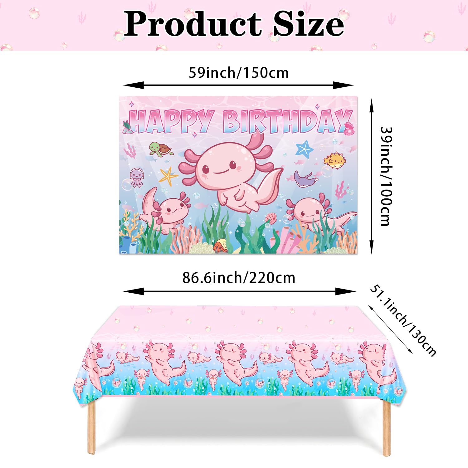 Axolotl Birthday Decorations?Axolotl Party Decorations?Axolotl Party Supplies Include Balloons,Backdrop,Banner, Cake Toppers?Tableware, Tablecloth
