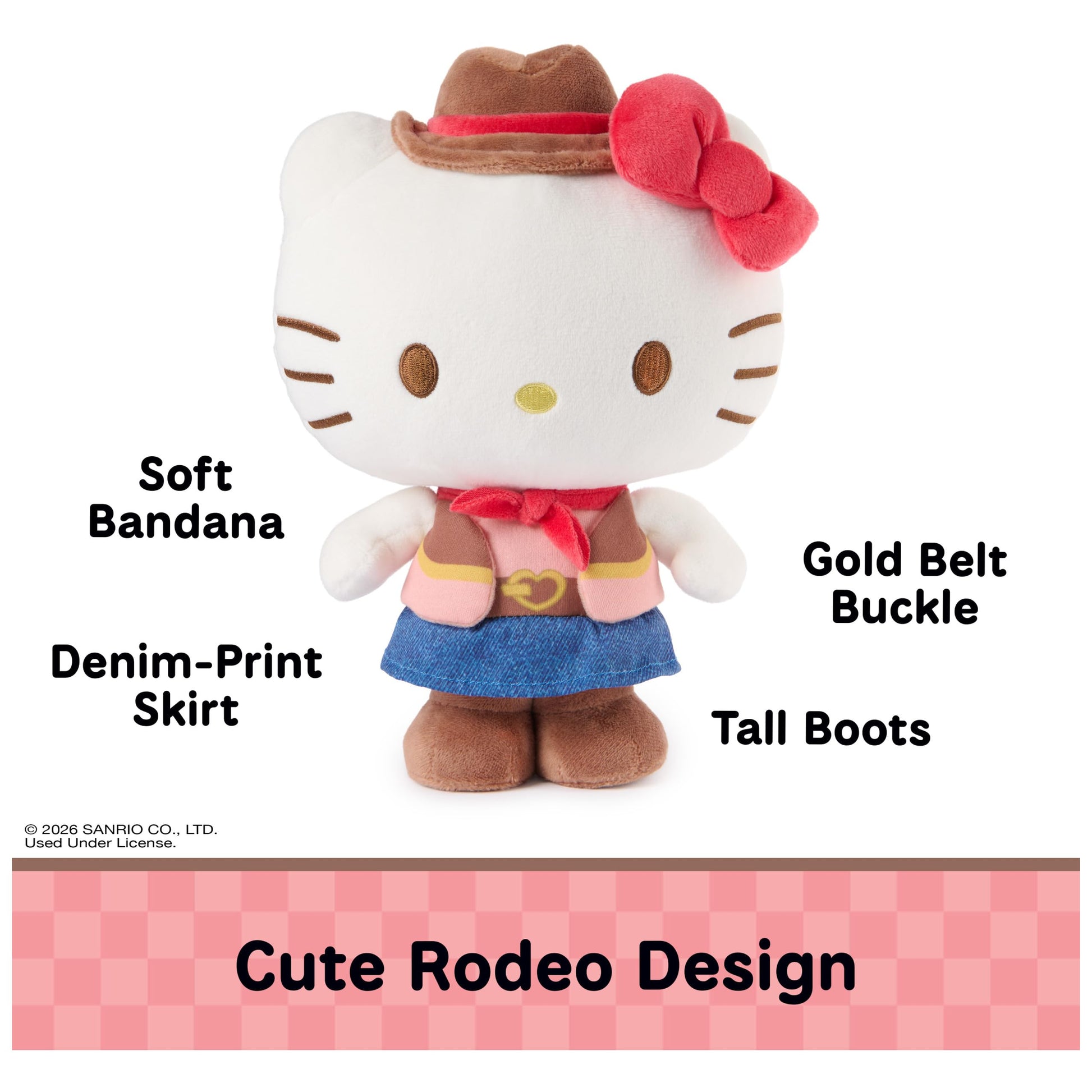 GUND Sanrio Hello Kitty 9.5-Inch Wester Cowgirl Plush Toy for Ages 1+