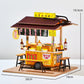 DIY Diorama Teppanyaki Shop Dollhouse Model, Japanese Street Food Cart Model Set, Miniature Ramen Shop Display, with Detailed Food Accessories, Home
