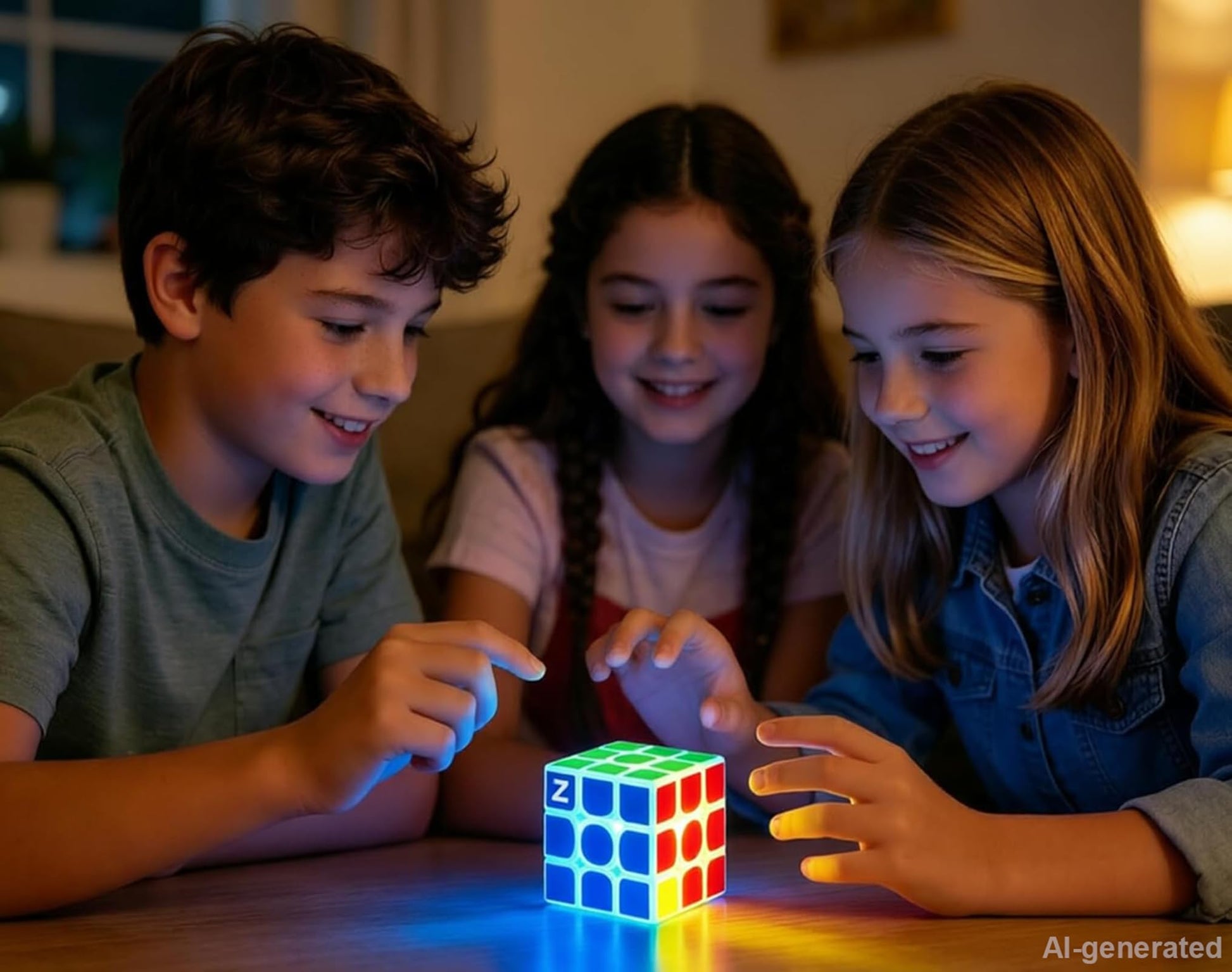 AMAZA 3x3 Fluorescent Speed Cube 3x3x3 Glow in Dark Luminous Speed Cube 3 by 3 Magic Cube Puzzle Toy Brain Teasers IQ Puzzles Game Toys for Children