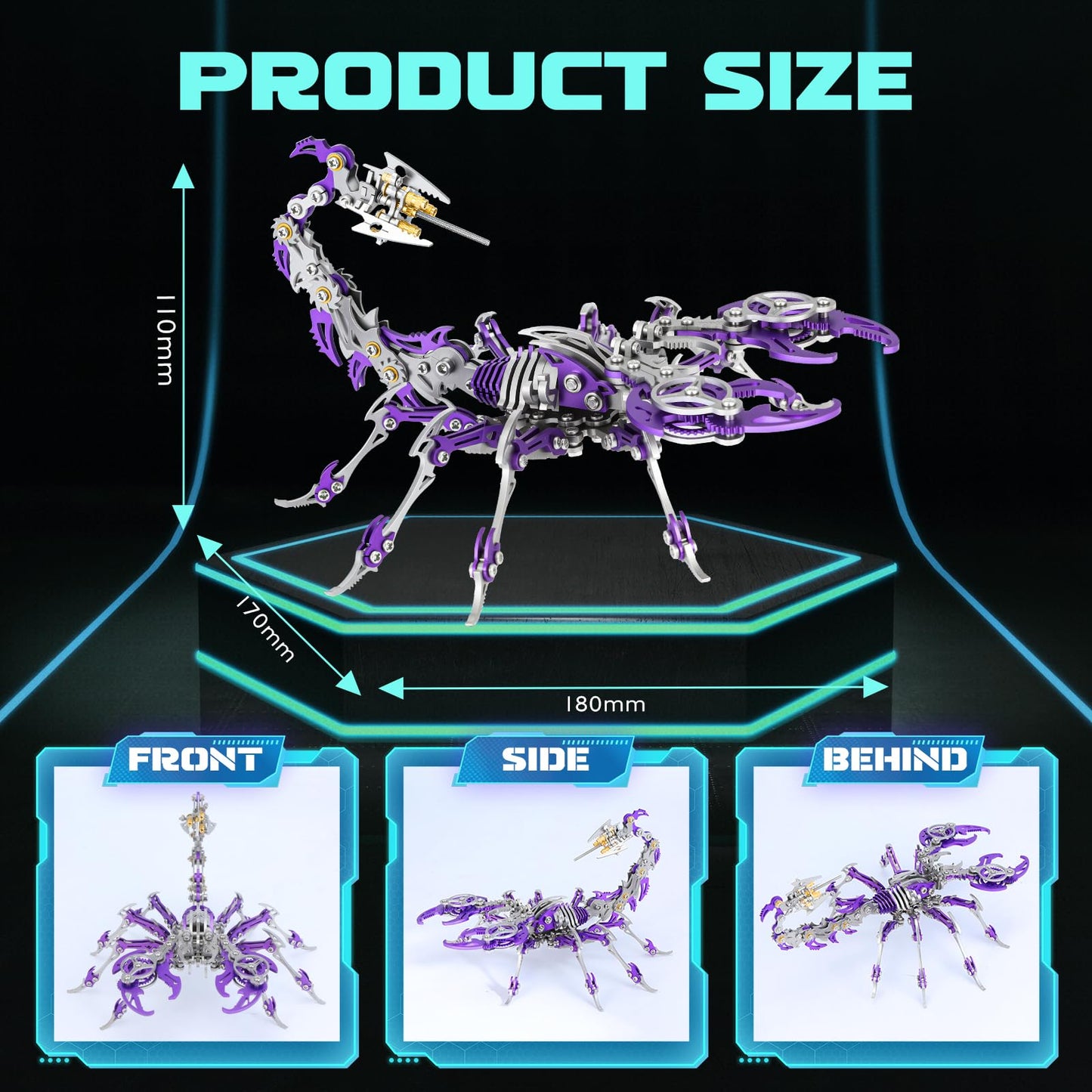 LONGPIN 3D Metal Scorpion Puzzle - Laser-Cut DIY Challenge, Lifelike Collectible Decor for Adults & Teens, for Puzzle Enthusiasts & Nature