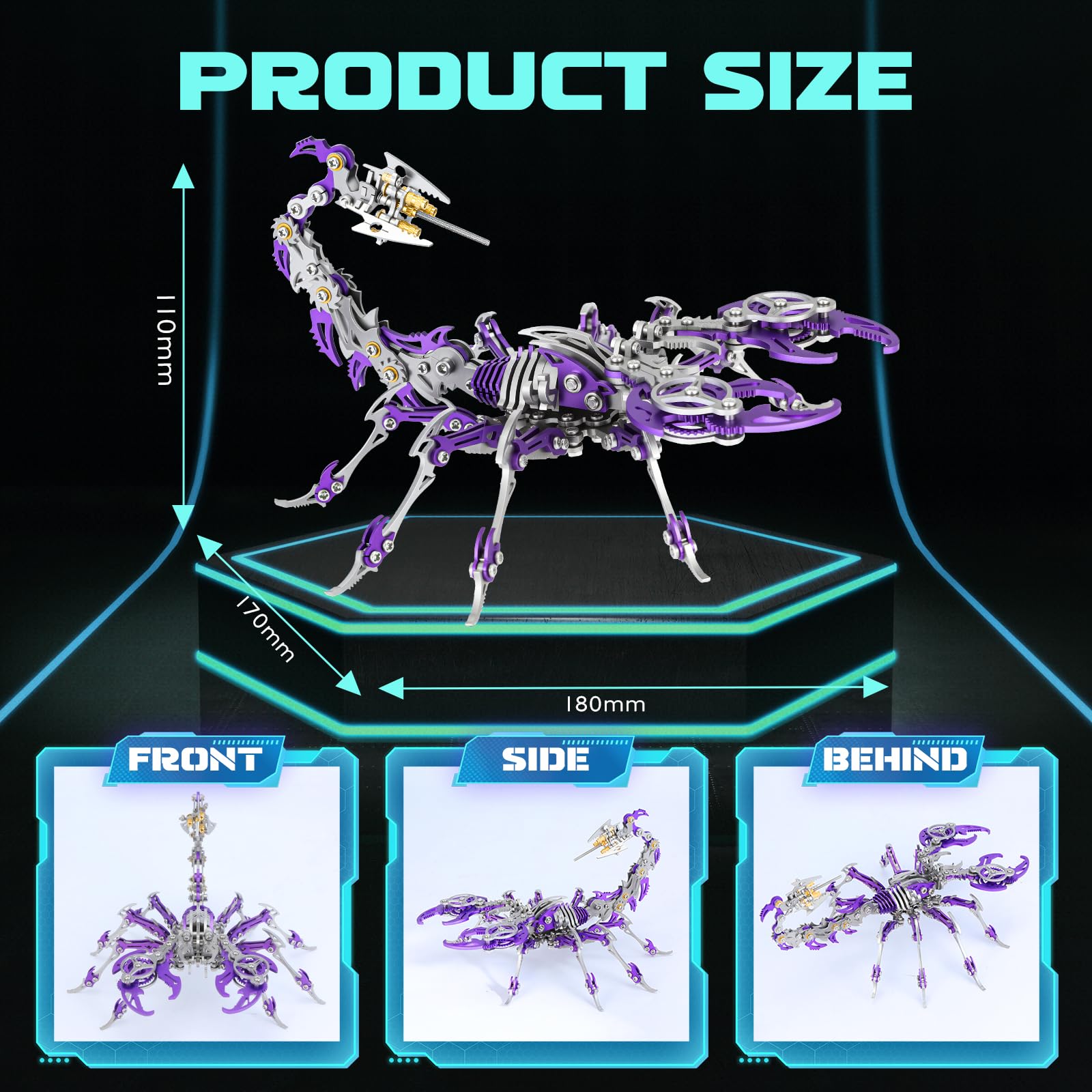 LONGPIN 3D Metal Scorpion Puzzle - Laser-Cut DIY Challenge, Lifelike Collectible Decor for Adults & Teens, for Puzzle Enthusiasts & Nature