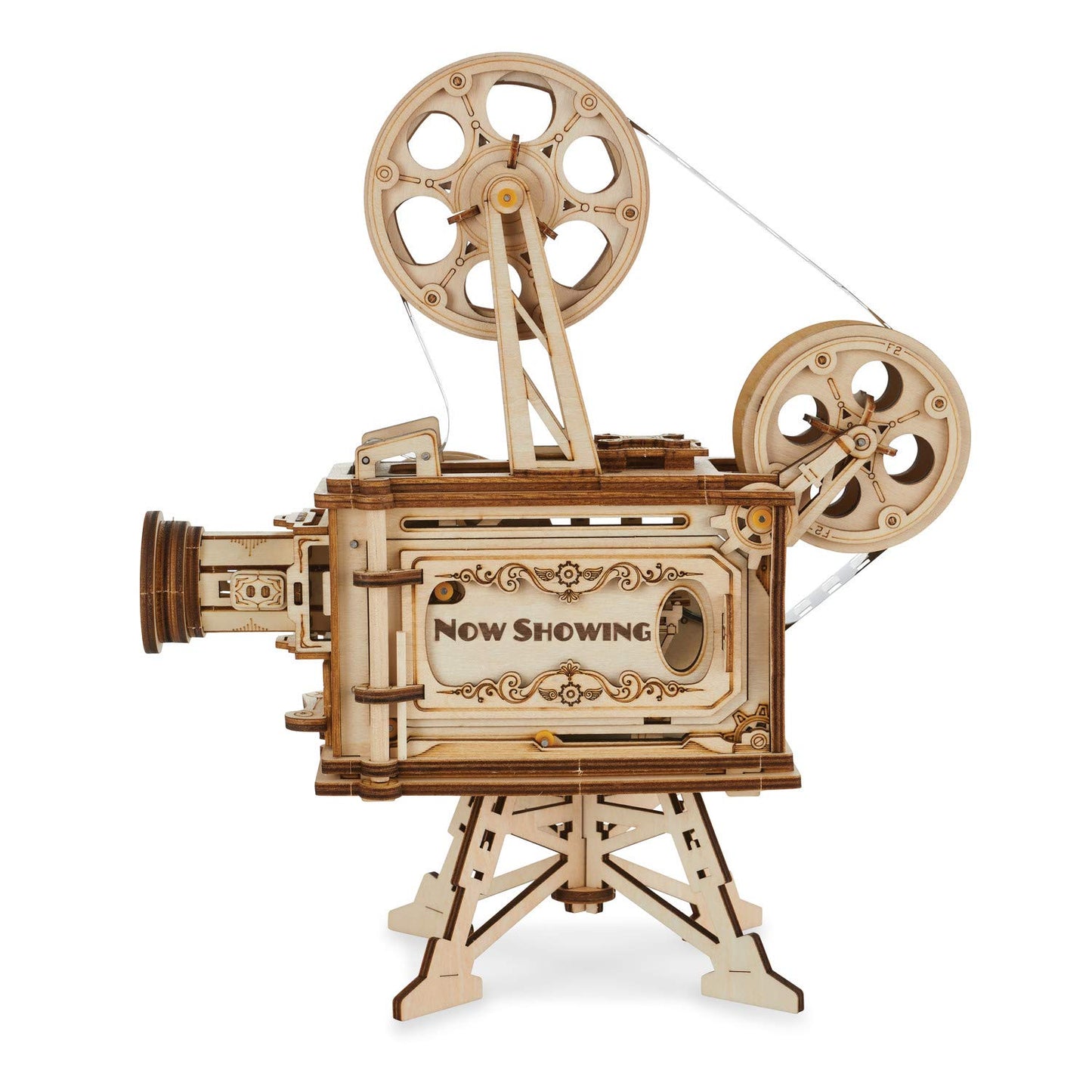 MindWare Gearjits Movie Projector - Wooden 3D Mechanical Model Kit for Adults and Teens, Build Your Own Working Projector