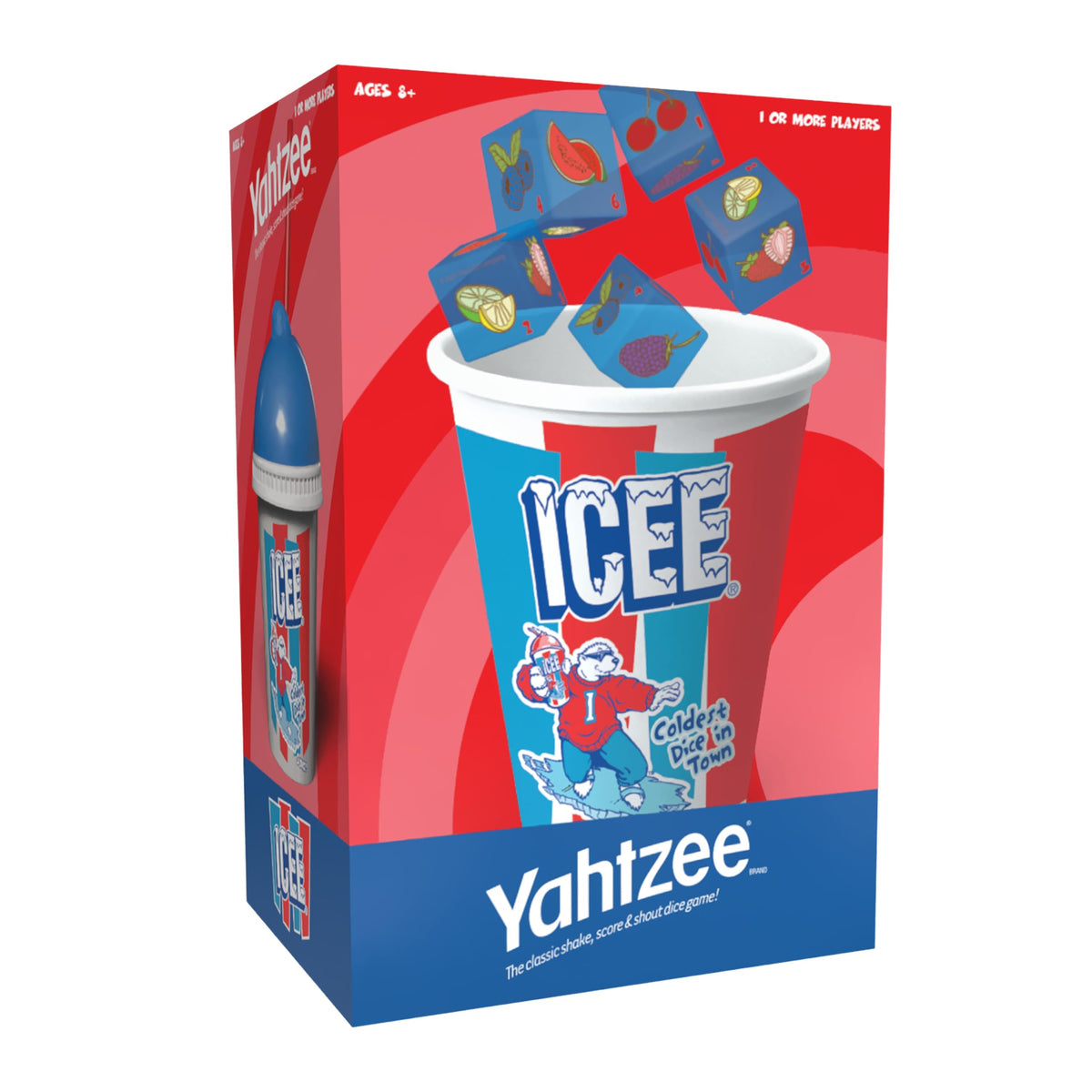 YAHTZEE: ICEE Edition, Exclusive Collectible Cup Shaker, Roll the Dice Featuring Your Favorite Flavors Cherry, Blue Rasberry & More, Classic Dice