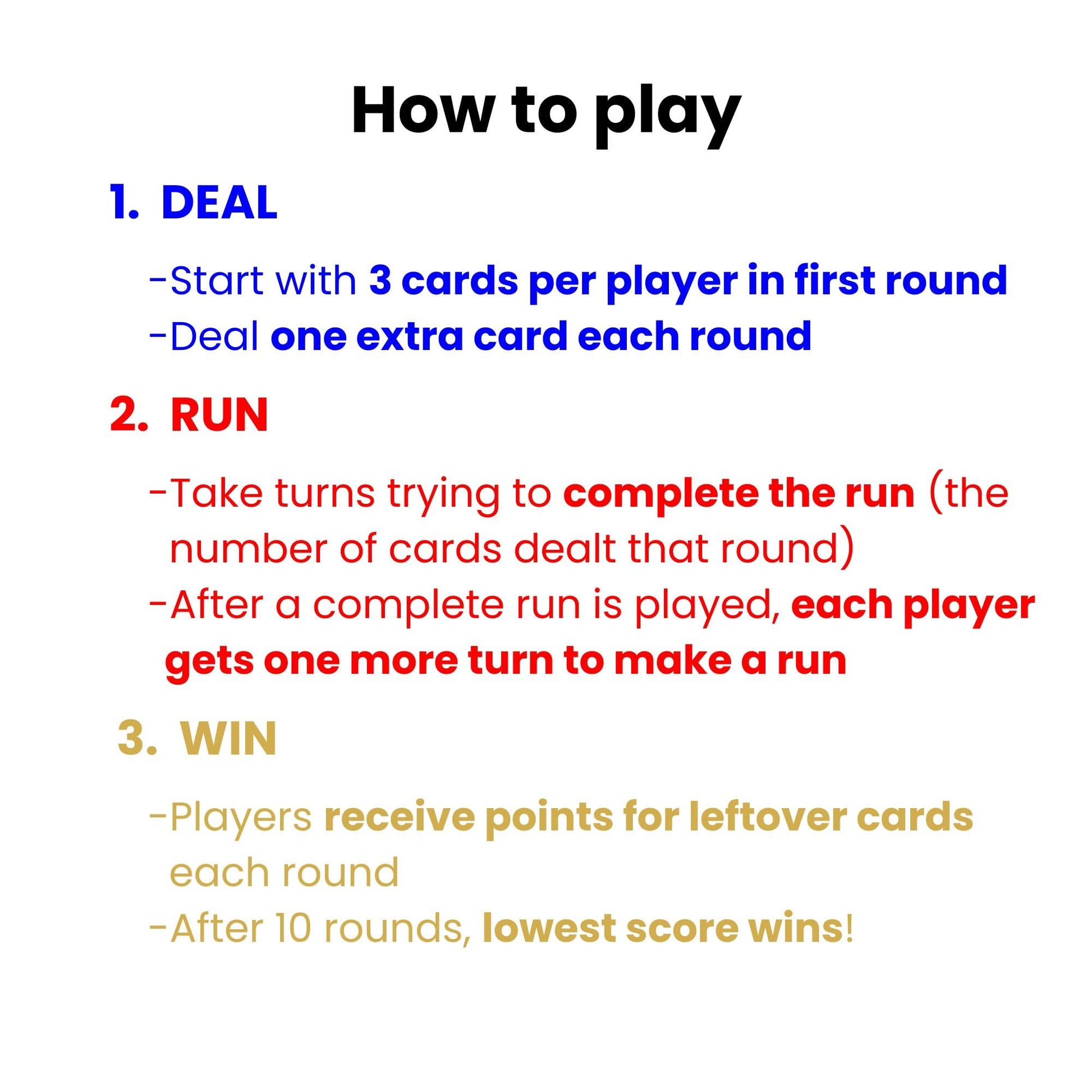 Redmond Games Run-A-Round Card Game, Family Card Game for Kids & Adults, 10 Fun Rounds - Add One Card Each Round, No Player Elimination, Ages 7+, 2-6