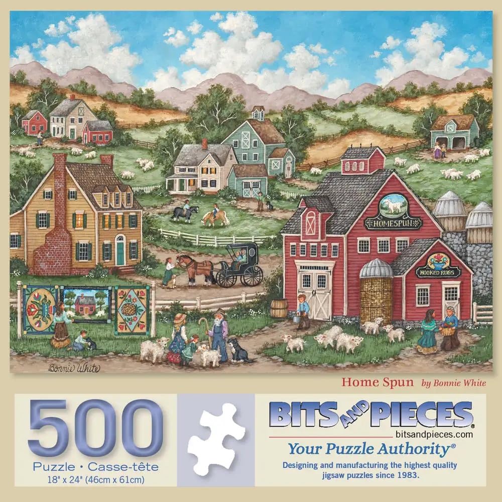 Bits and Pieces - Value Set of 3 Jigsaw Puzzles for Adults 500 Pieces - Rustic Farm Seasons Collection Featuring Summer, Winter, and Fall Countryside