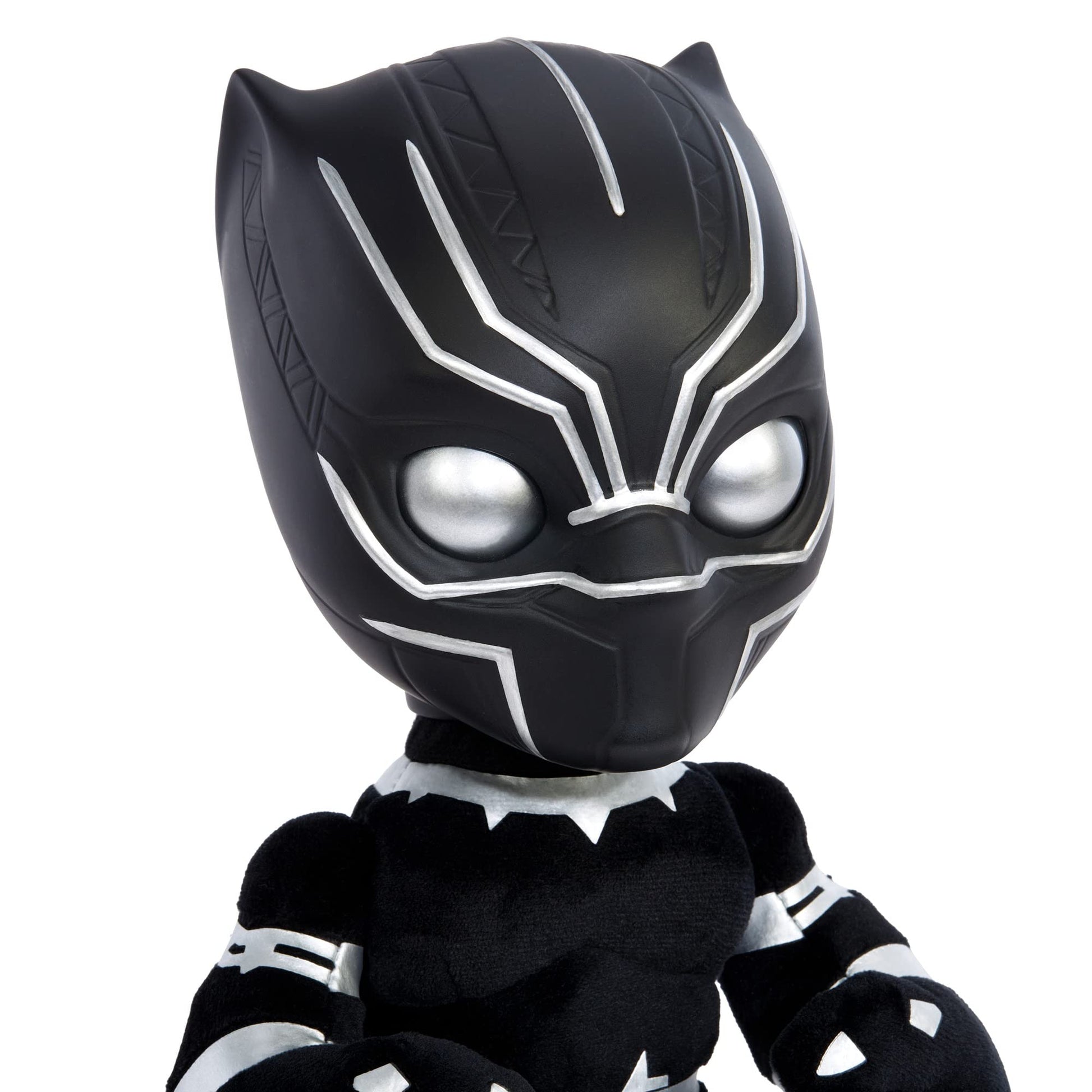 Mattel Marvel Black Panther Plush 11-inch Figure, Heart of Wakanda T'Challa with Soft Body Plus Lights and Sounds