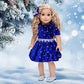 18 inch Doll Clothes - Midnight Blue - 3 Piece Outfit - Dark Blue Sparkling Holiday Dress with Matching Silver Shoes and Headpiece - Clothes Fits