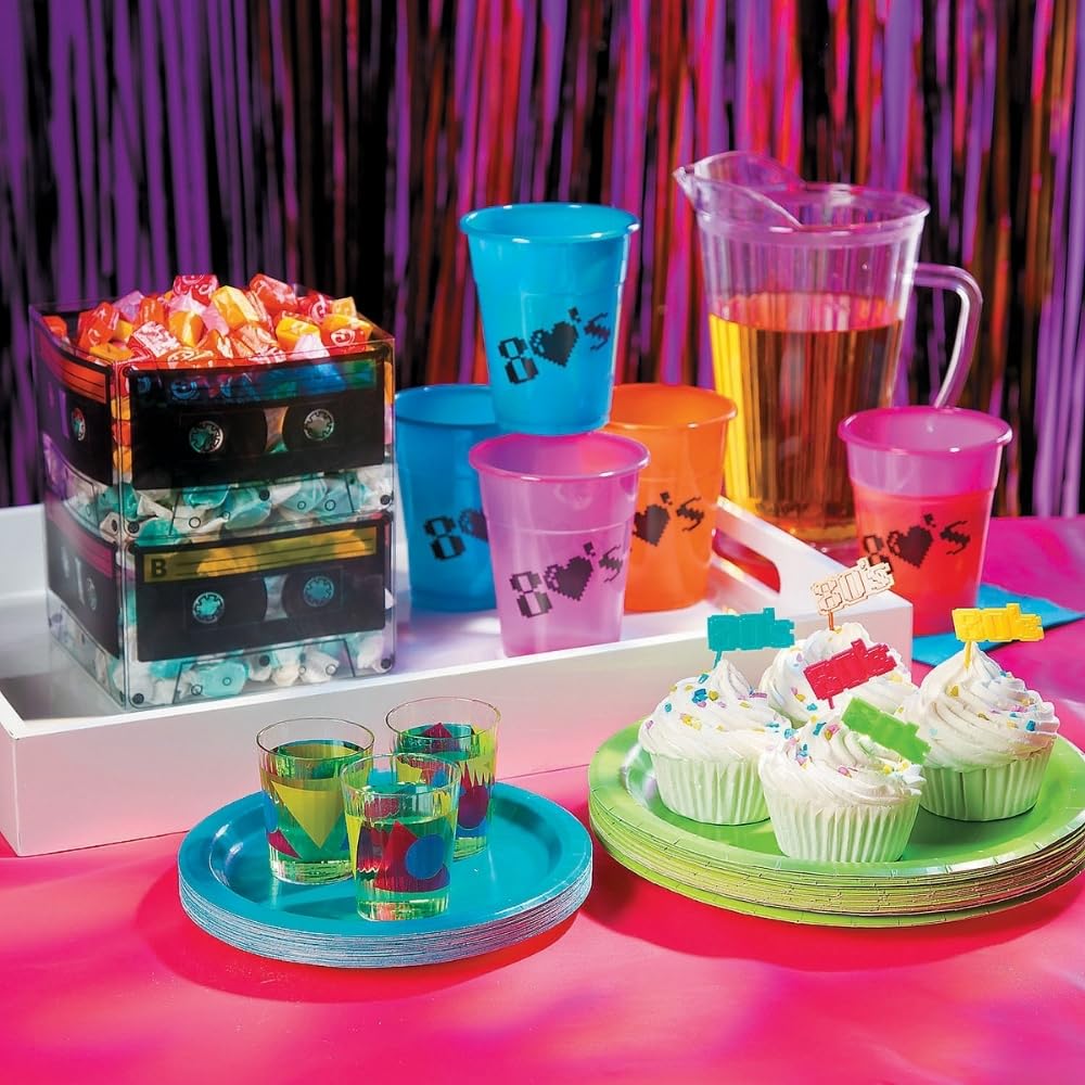 80's Cassette Tape Bucket Centerpieces (set of 6) 80’s Party Supplies and 90's Theme Parties
