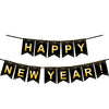 Fecedy Black Gold Happy New Year Banner for New year Party Decorations
